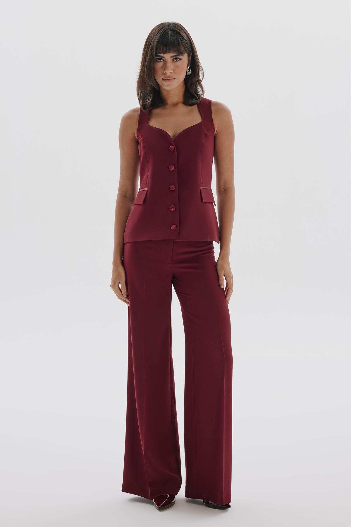 Ella Vest Burgundy-Modalody-Vests
