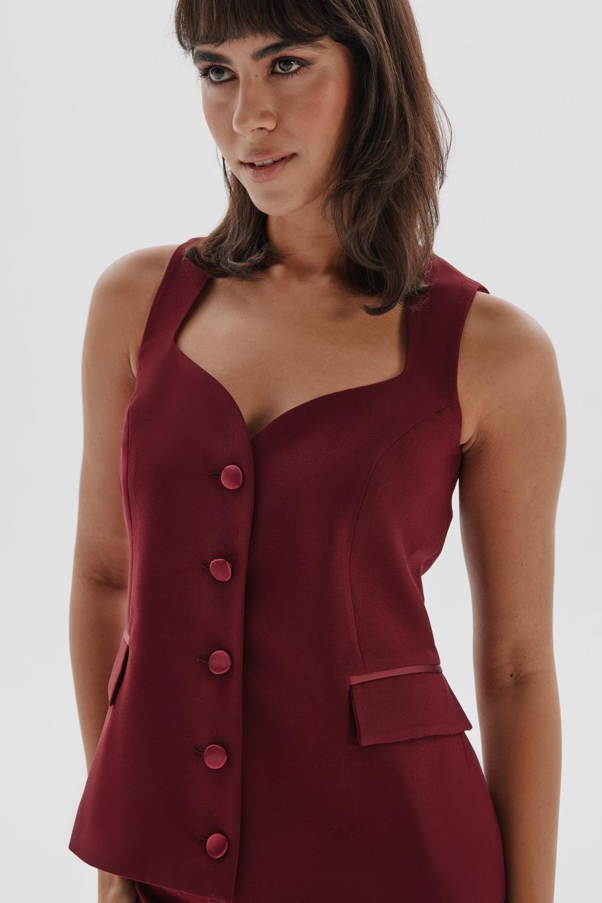 Ella Vest Burgundy-Modalody-Vests