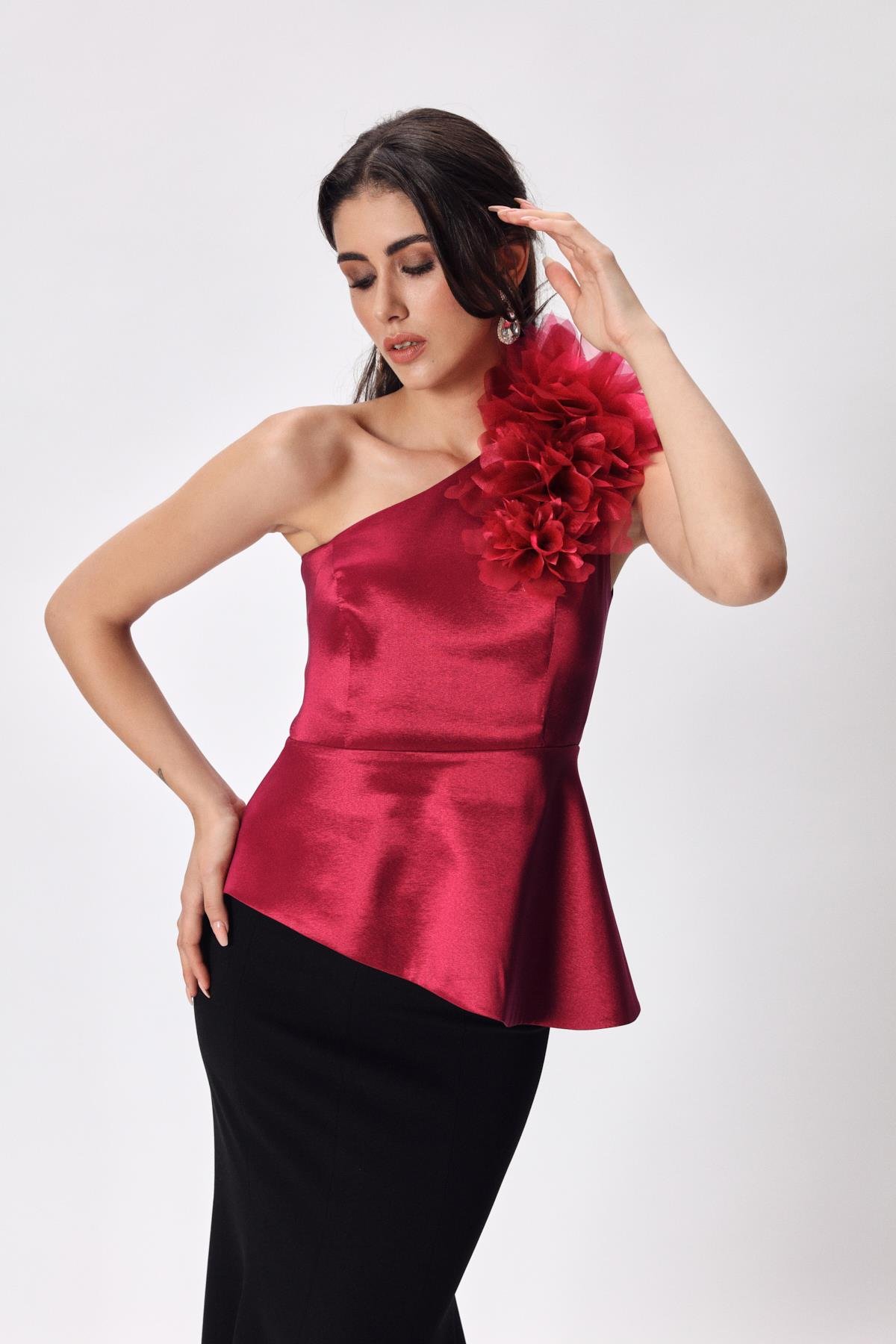 Gisele Bluz Cherry-Modalody-Büyük Beden Bluzlar