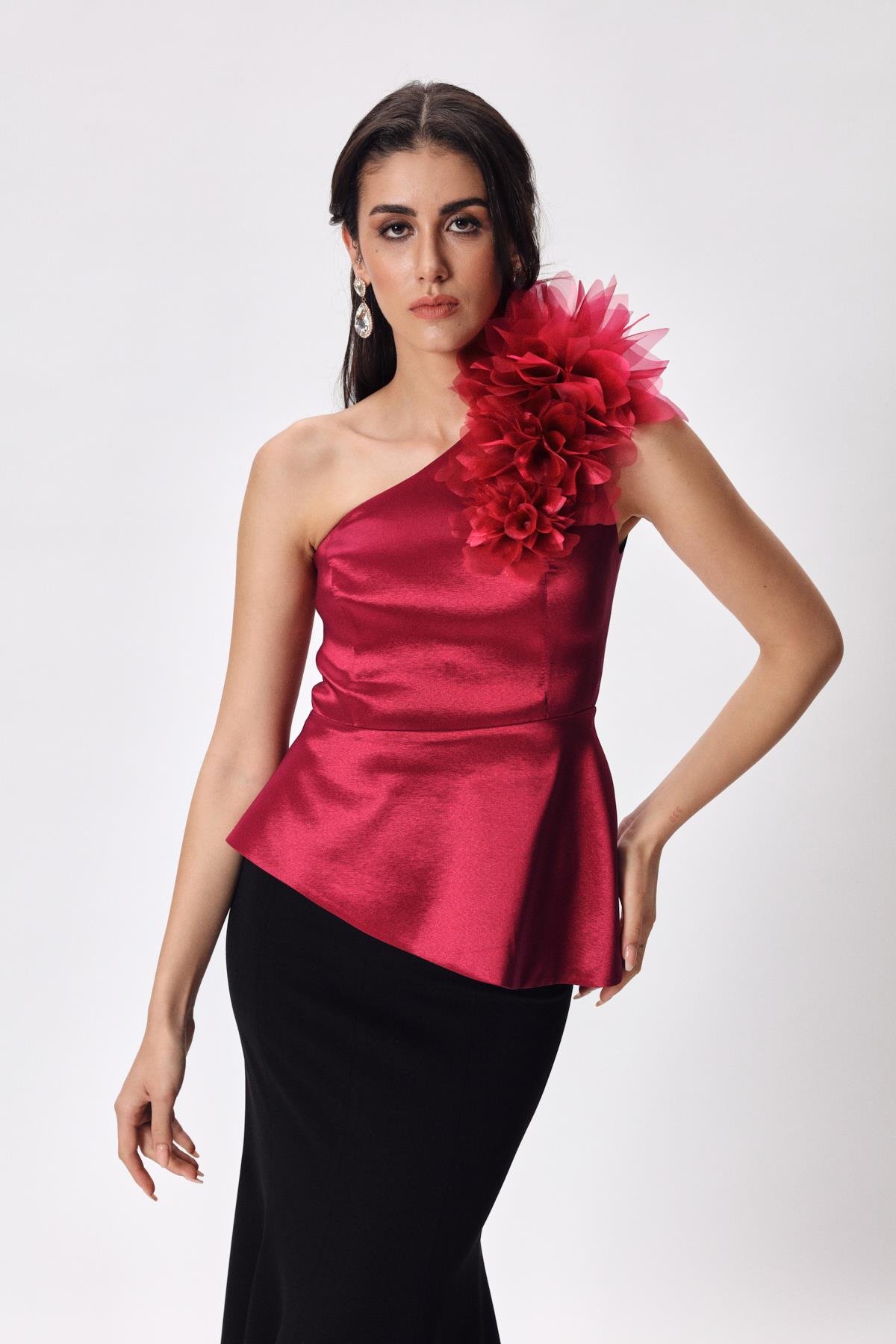 Gisele Bluz Cherry-Modalody-Büyük Beden Bluzlar