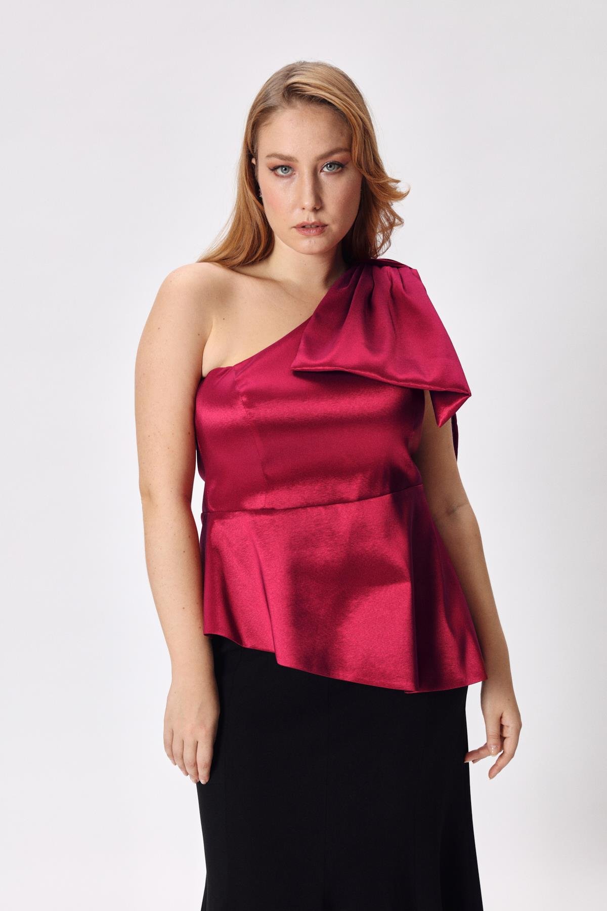 Gisele Bluz Cherry-Modalody-Büyük Beden Bluzlar