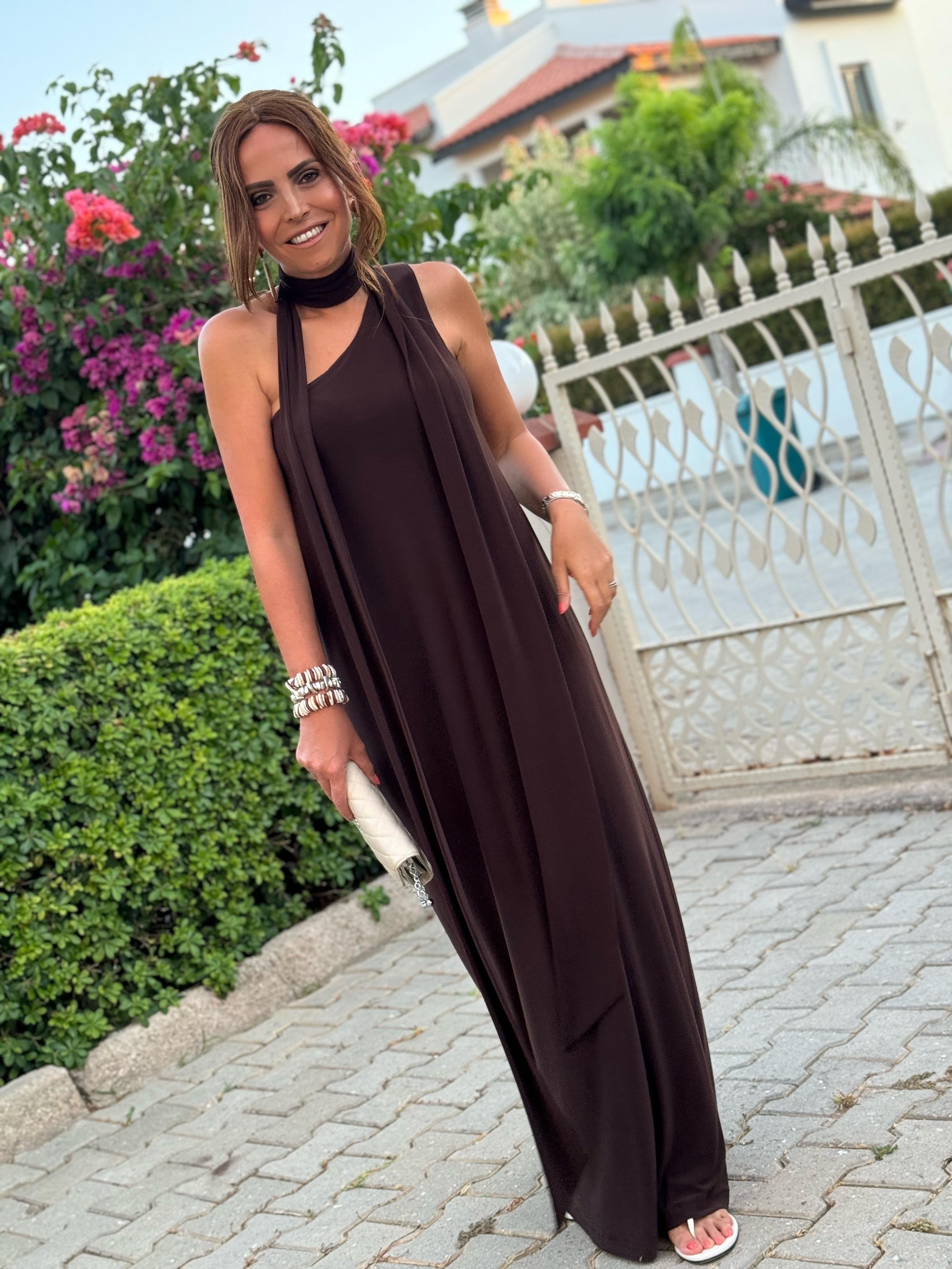 Ibiza Dress Brown-Modalody-Plus Size Dresses