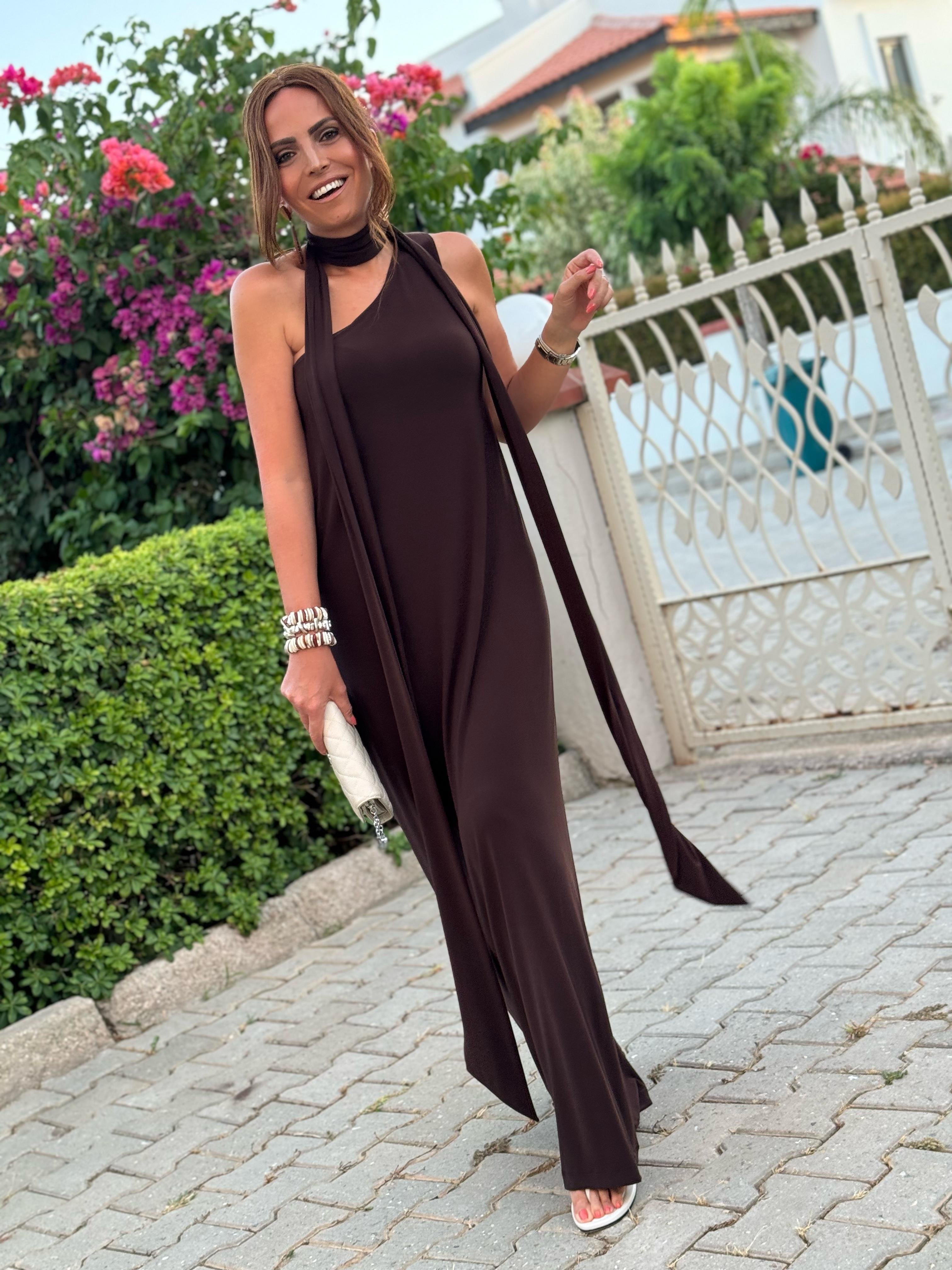 Ibiza Dress Brown-Modalody-Plus Size Dresses