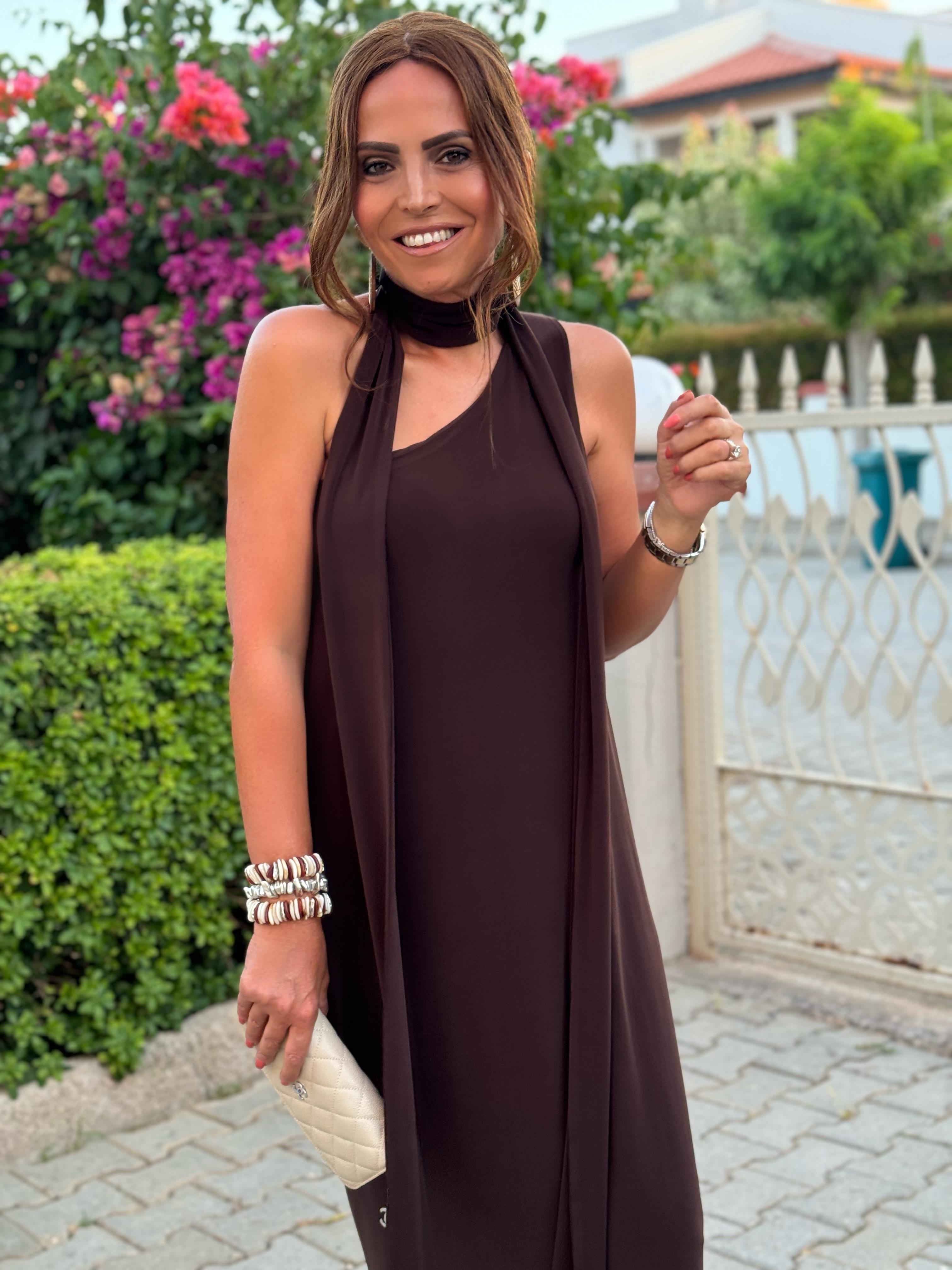 Ibiza Dress Brown-Modalody-Plus Size Dresses