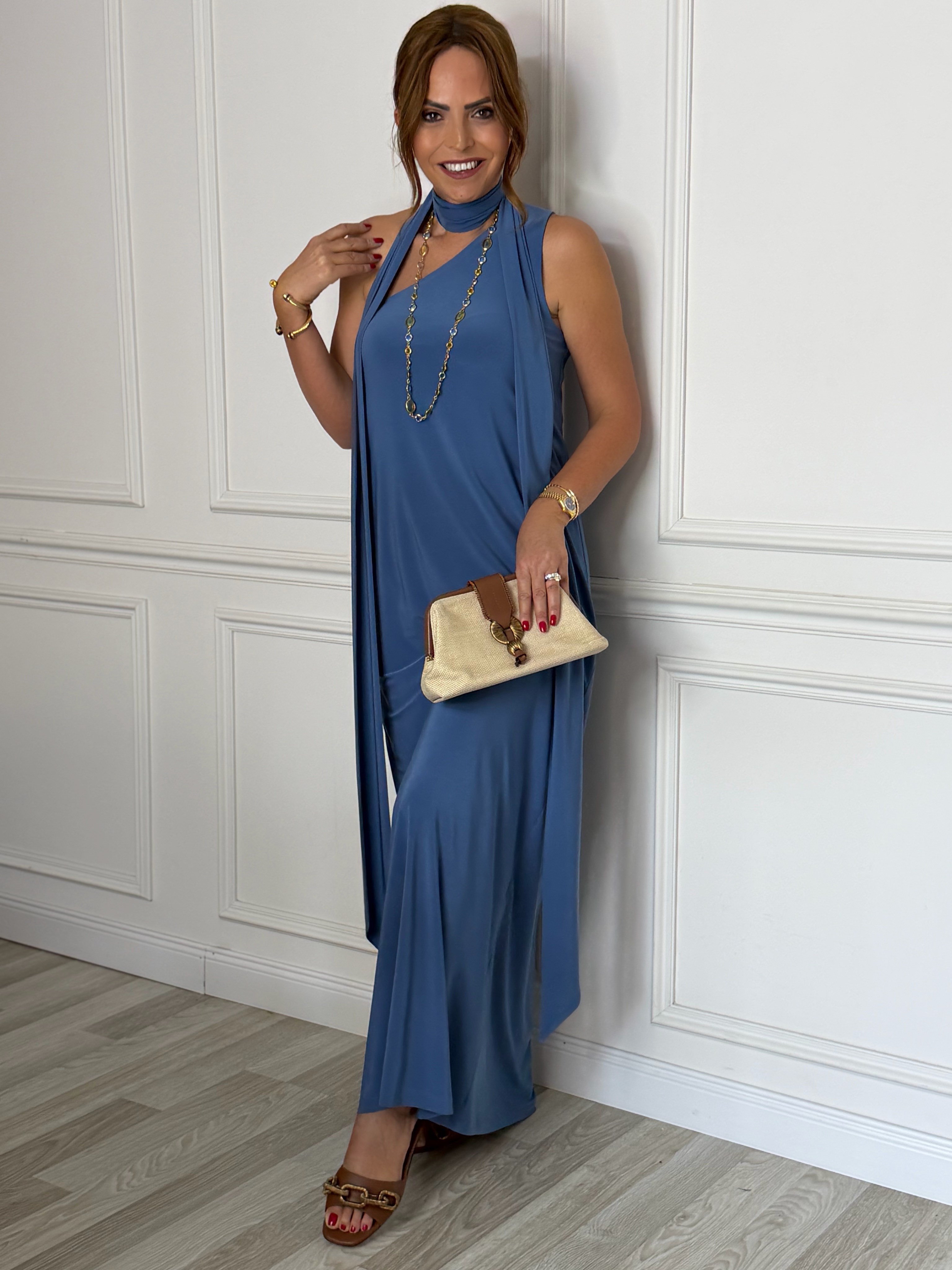 İbiza Elbise Mavi-Modalody-Dresses