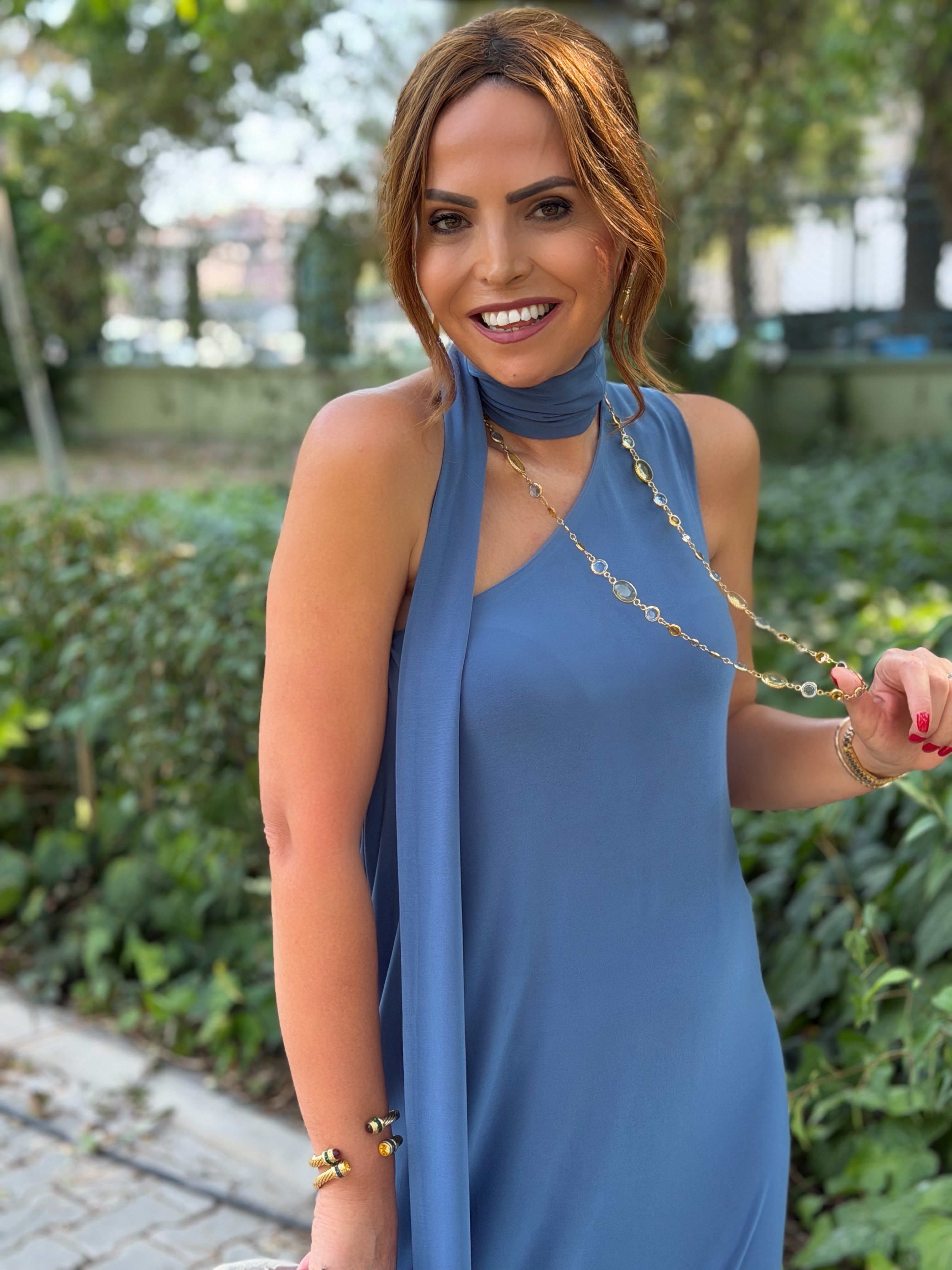 İbiza Elbise Mavi-Modalody-Dresses
