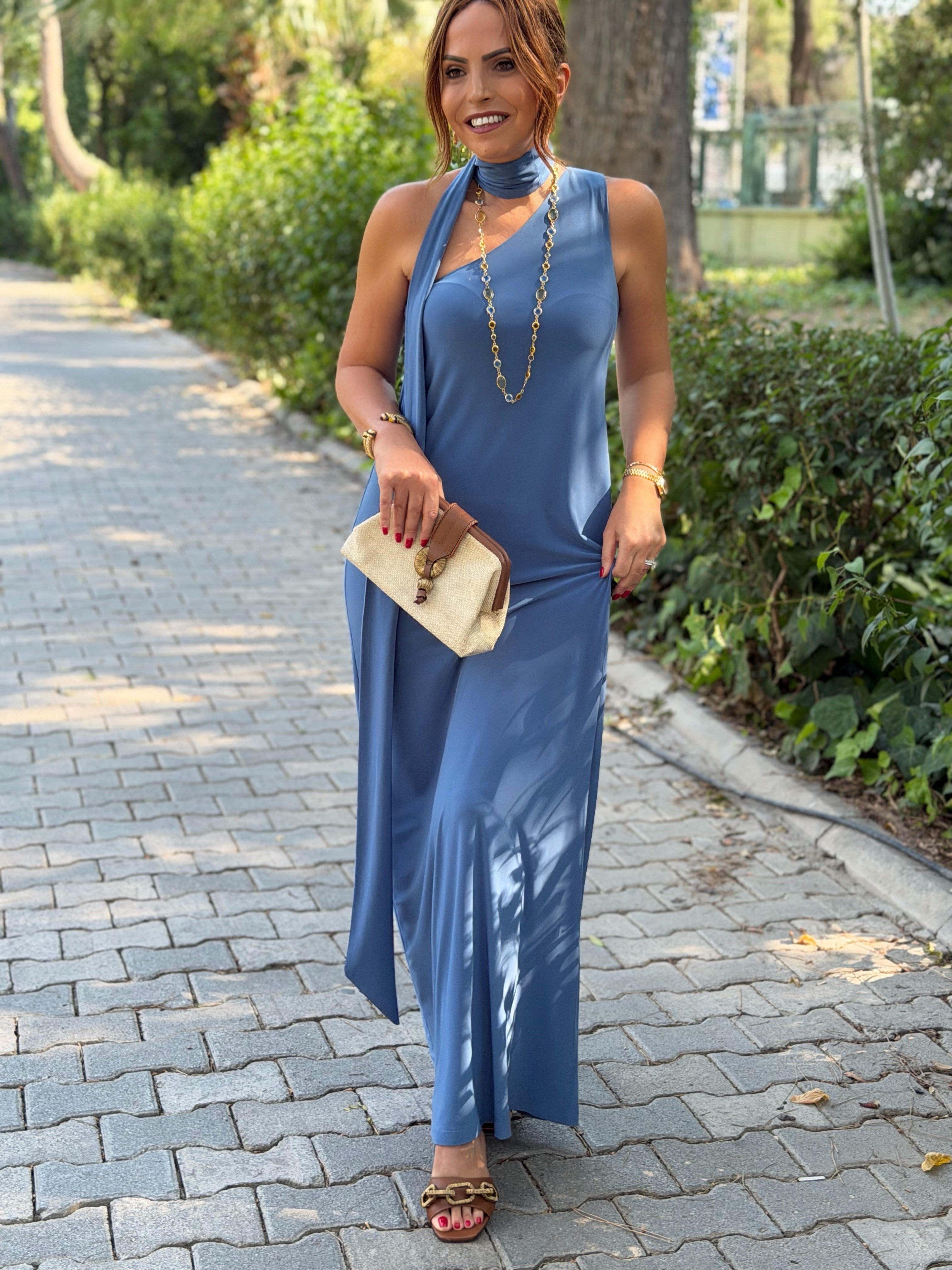 İbiza Elbise Mavi-Modalody-Dresses