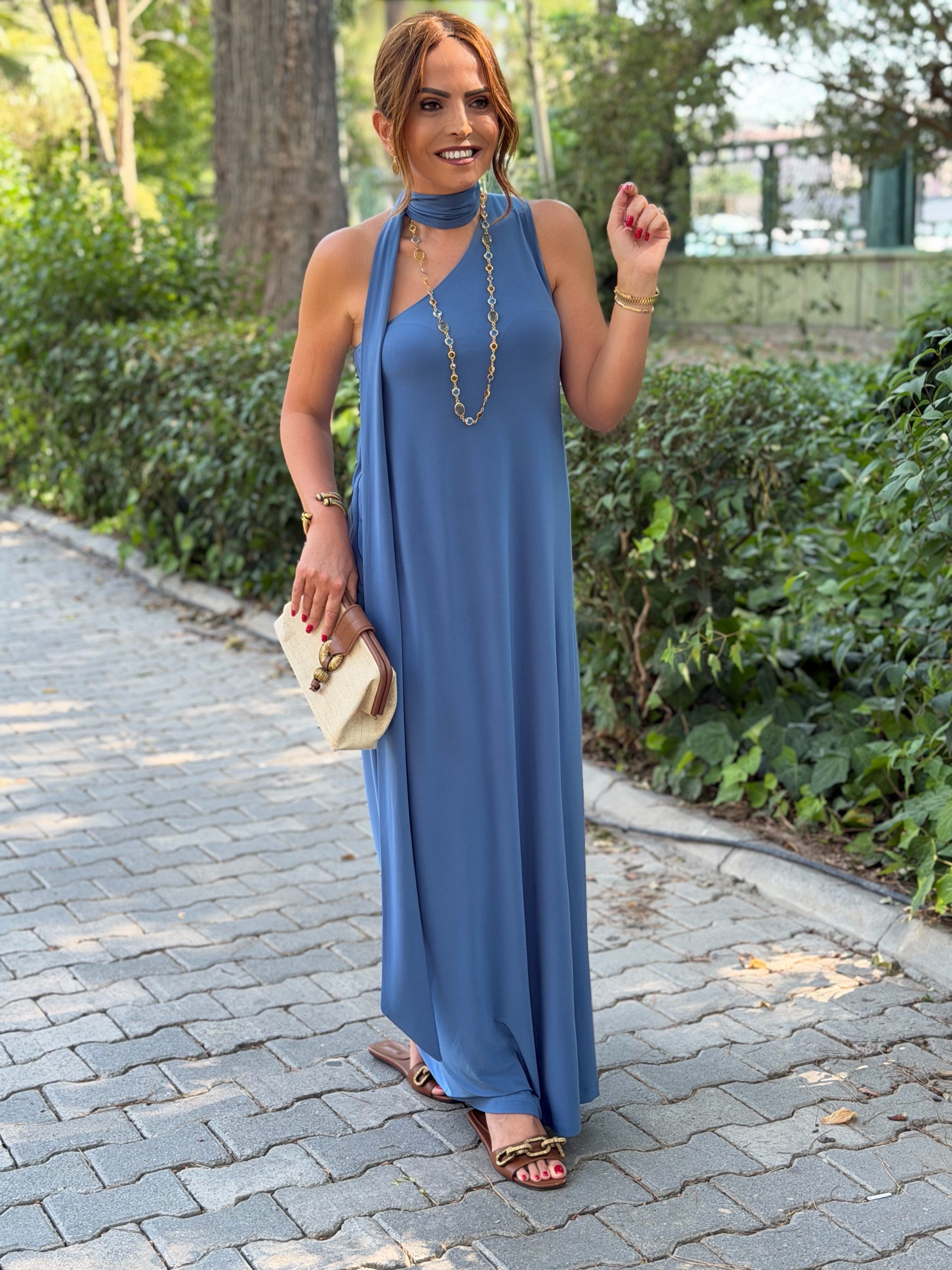 İbiza Elbise Mavi-Modalody-Dresses