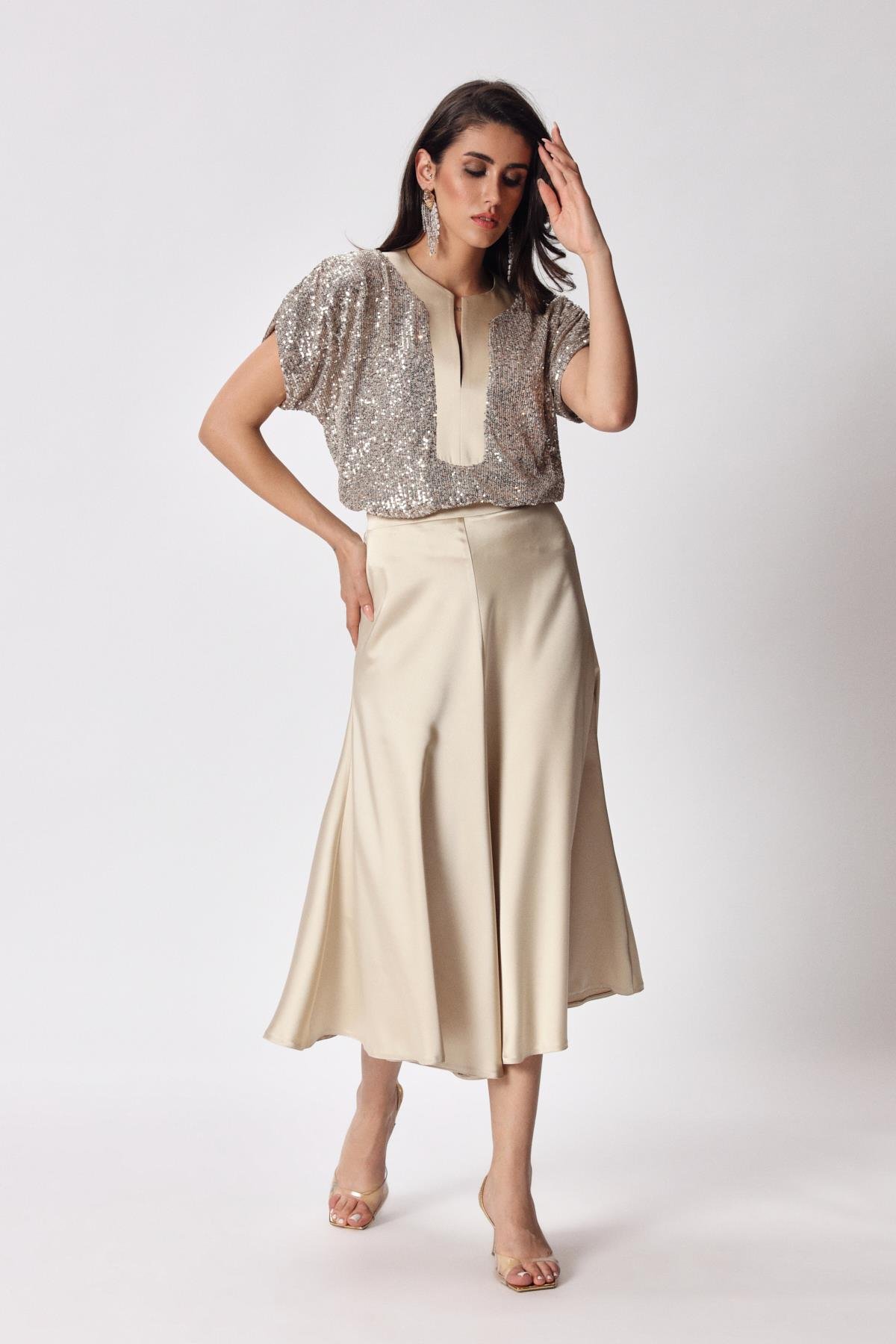 Iconas Blouse Beige-Modalody-Plus Size Blouses