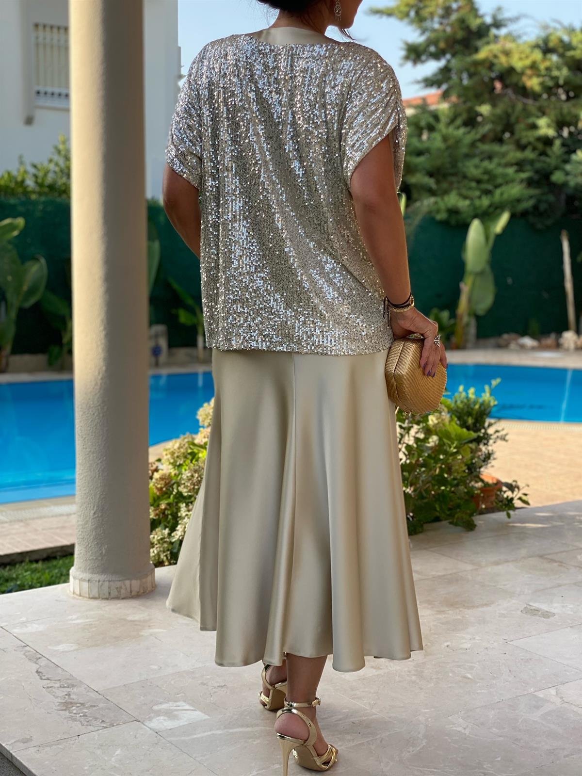 İconas Bluz Bej-Modalody-Plus Size Blouses