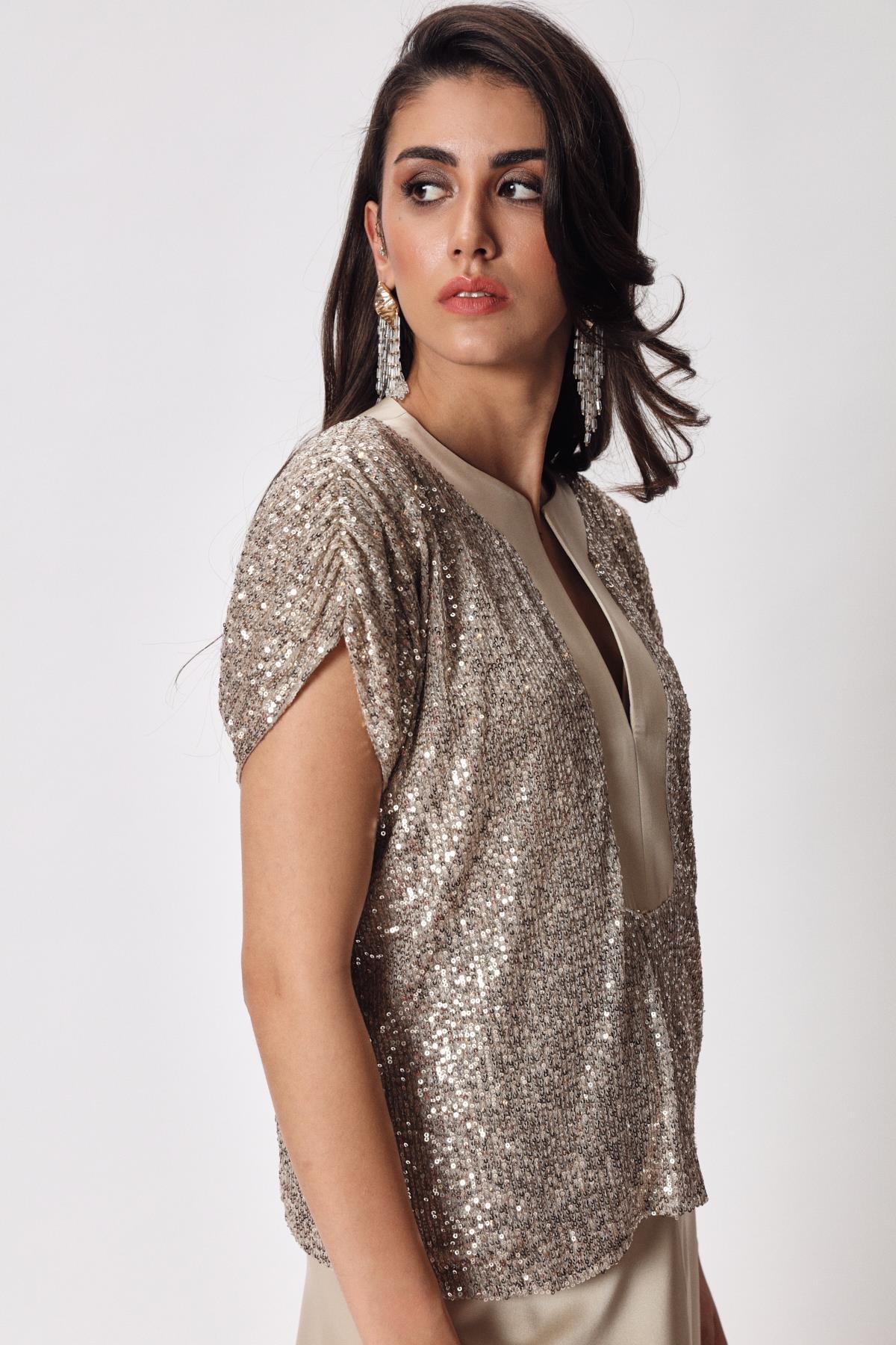 Iconas Blouse Beige-Modalody-Plus Size Blouses