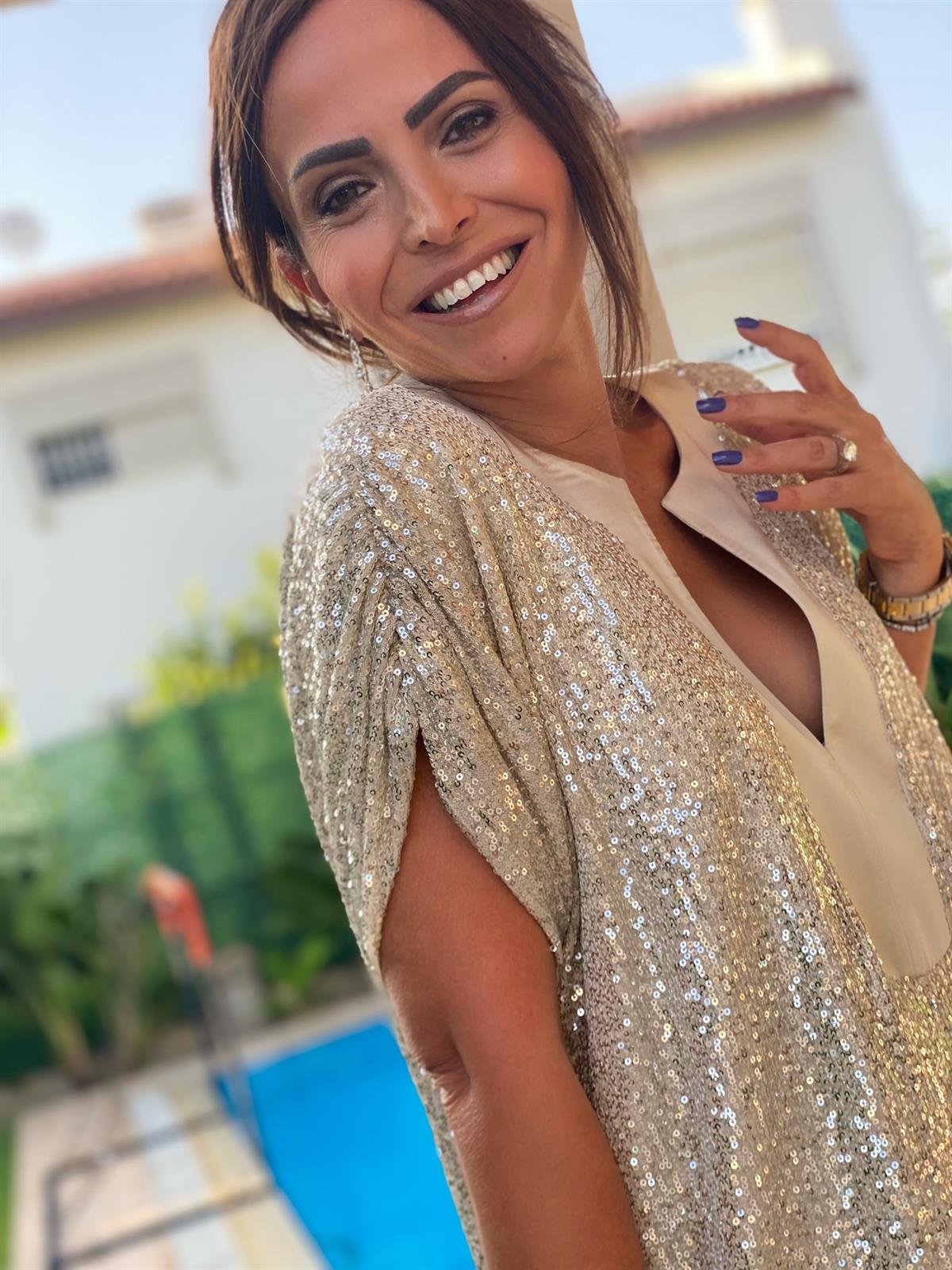 İconas Bluz Bej-Modalody-Plus Size Blouses
