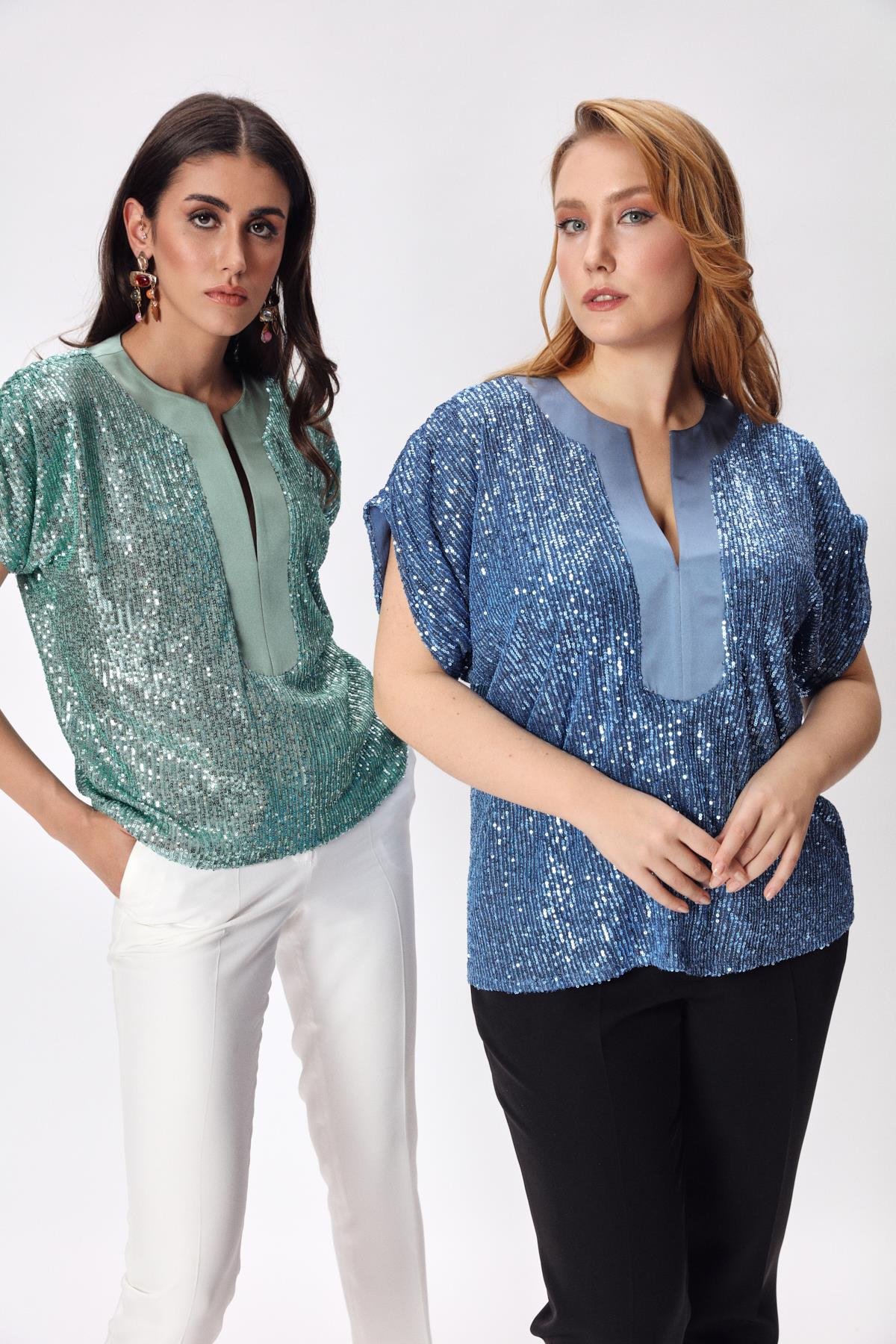 Iconas Blouse Indigo-Modalody-Plus Size Blouses