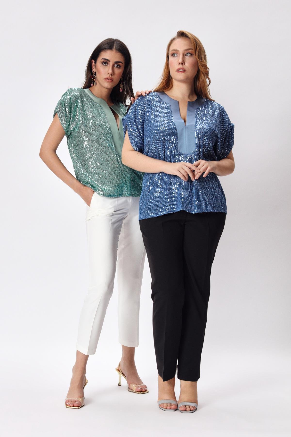 Iconas Blouse Indigo-Modalody-Plus Size Blouses
