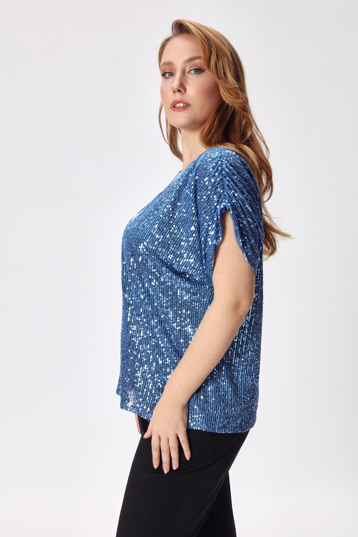 Iconas Blouse Indigo-Modalody-Plus Size Blouses