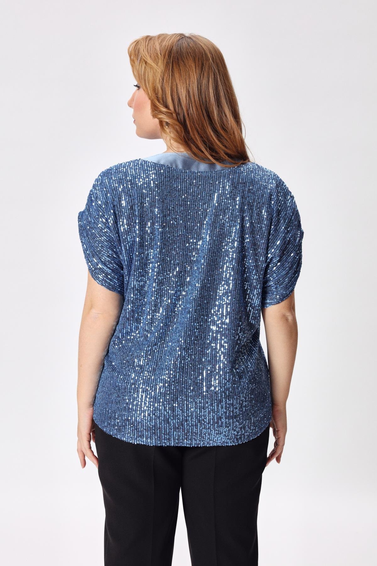 Iconas Blouse Indigo-Modalody-Plus Size Blouses