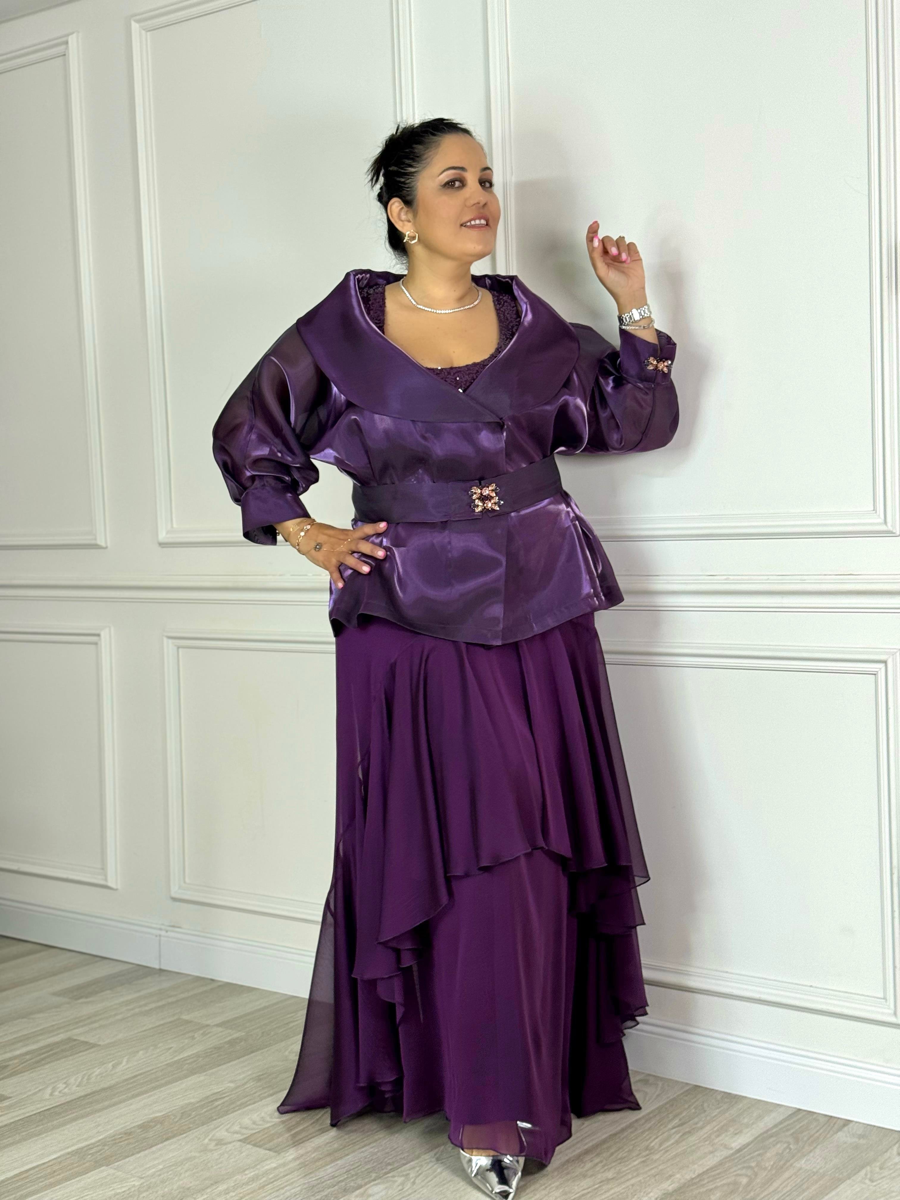 İsabela Jacket Purple-Modalody-Plus Size Jackets