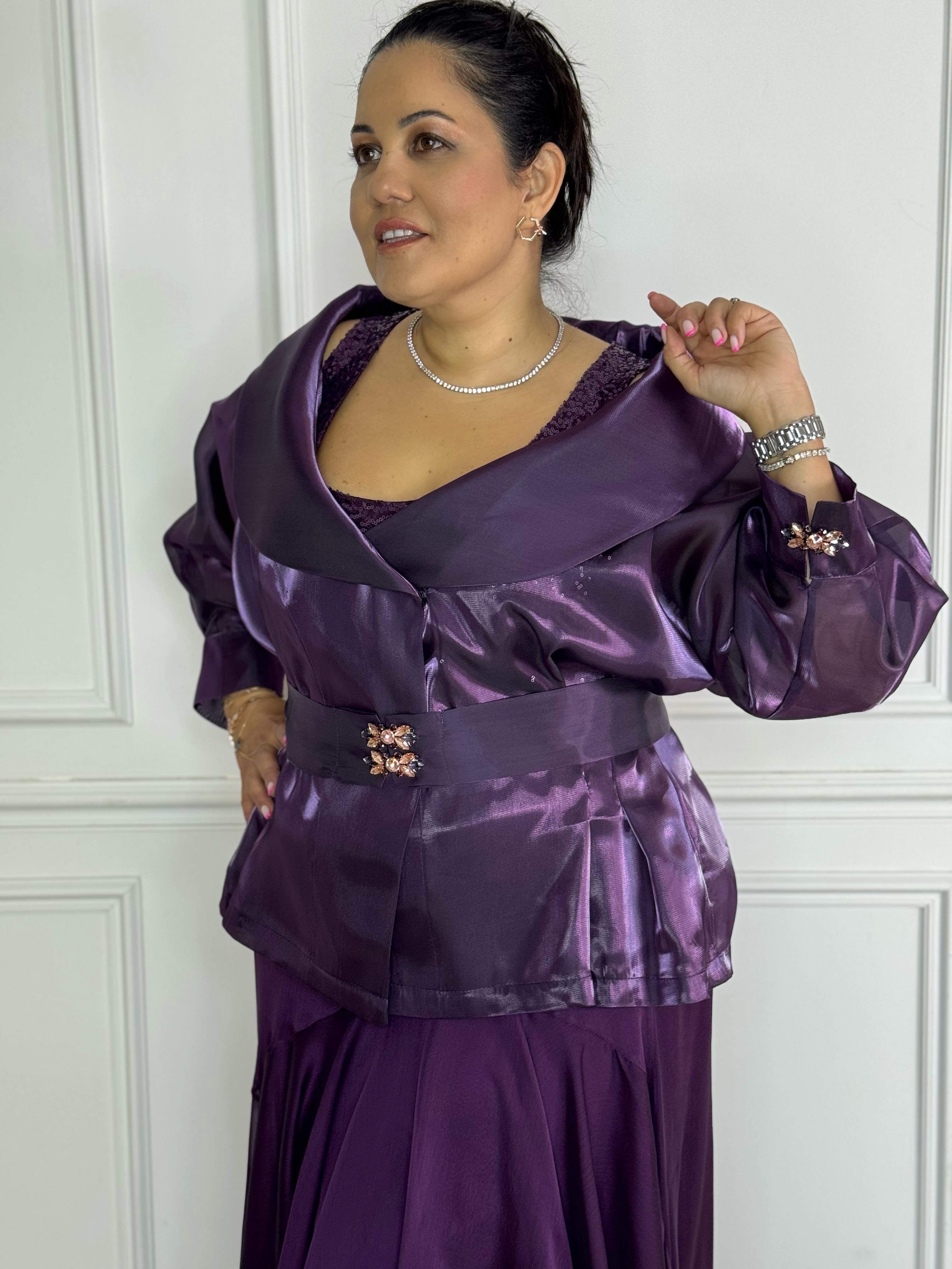 İsabela Jacket Purple-Modalody-Plus Size Jackets