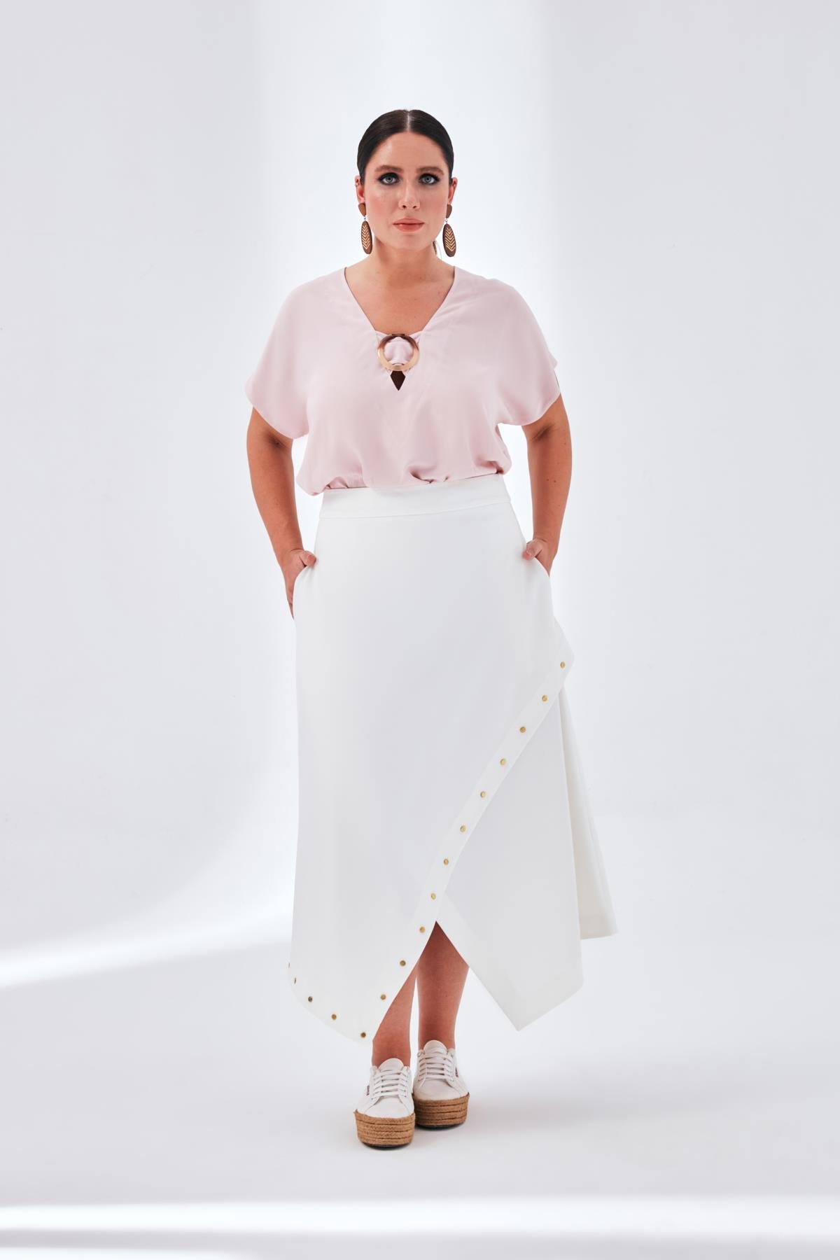 Janin Skirt White-Modalody-Plus Size Skirts