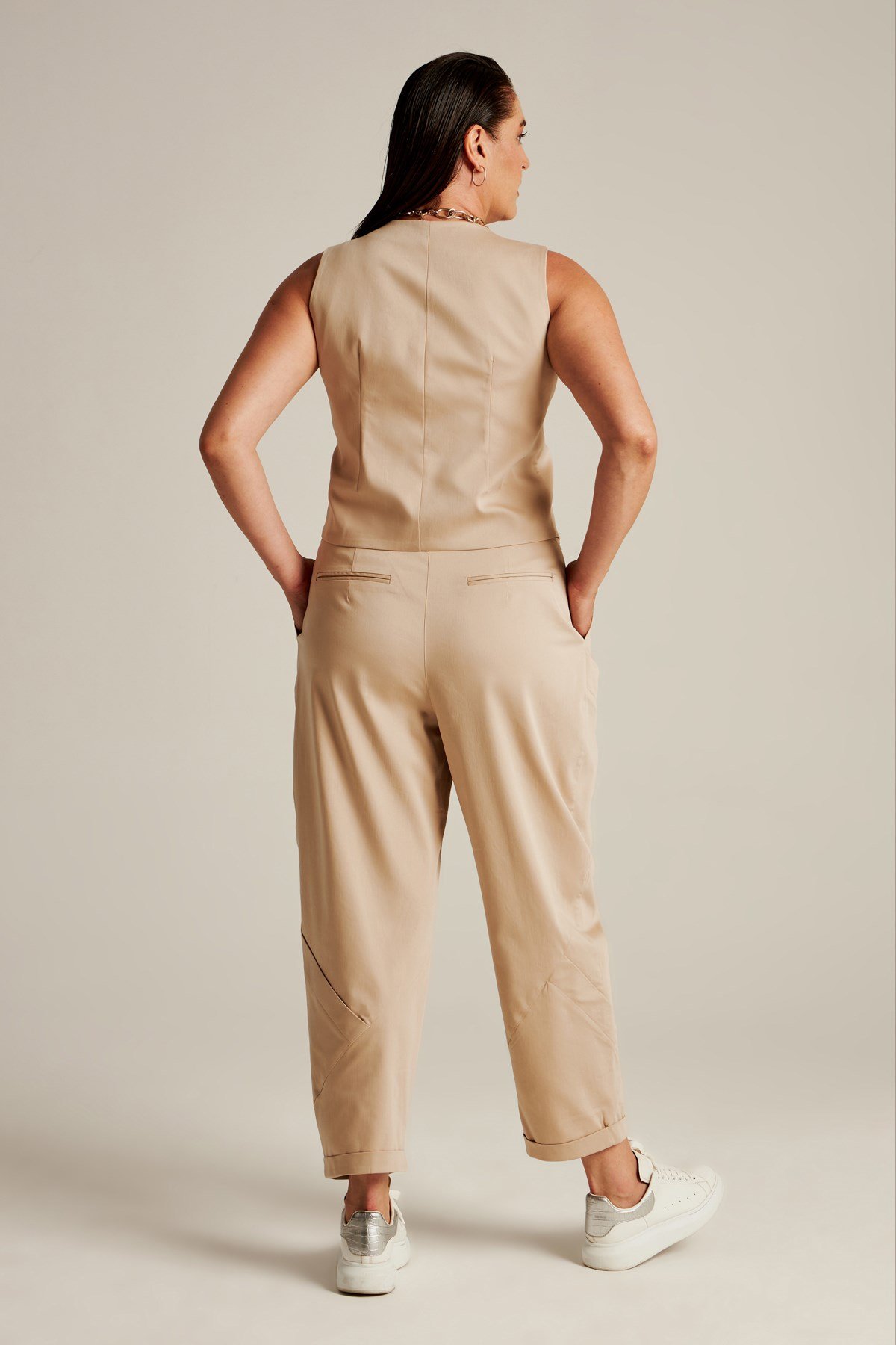Kartel Pants Beige-Modalody-Plus Size Pants