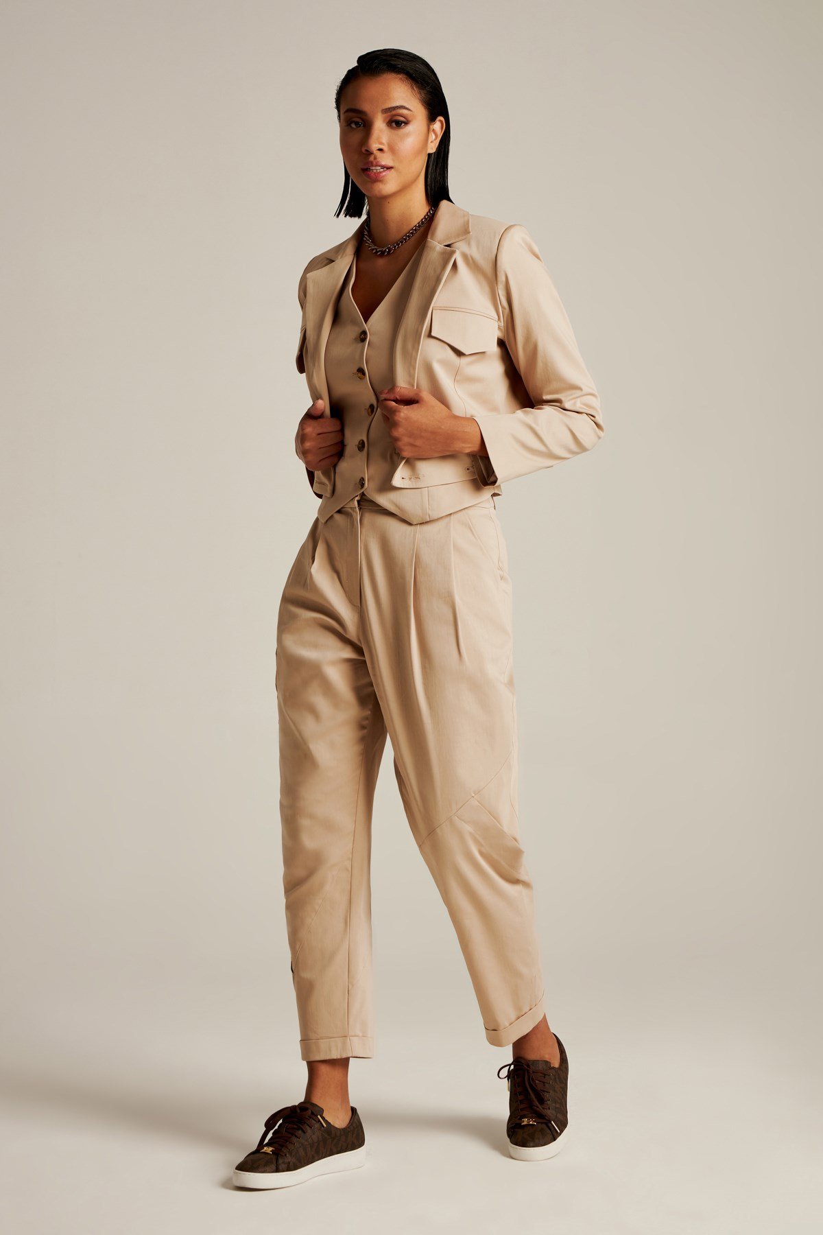 Kartel Pants Beige-Modalody-Plus Size Pants