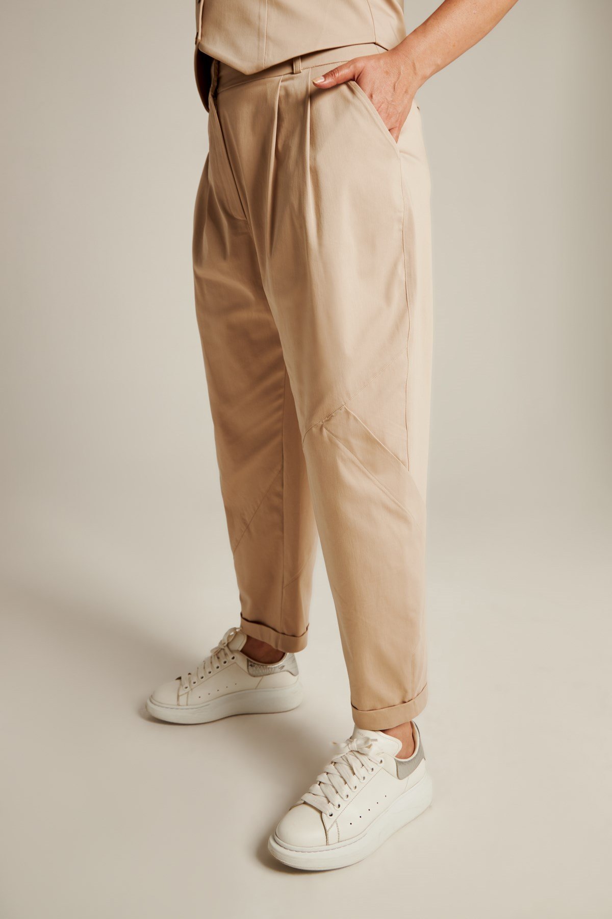 Kartel Pants Beige-Modalody-Plus Size Pants