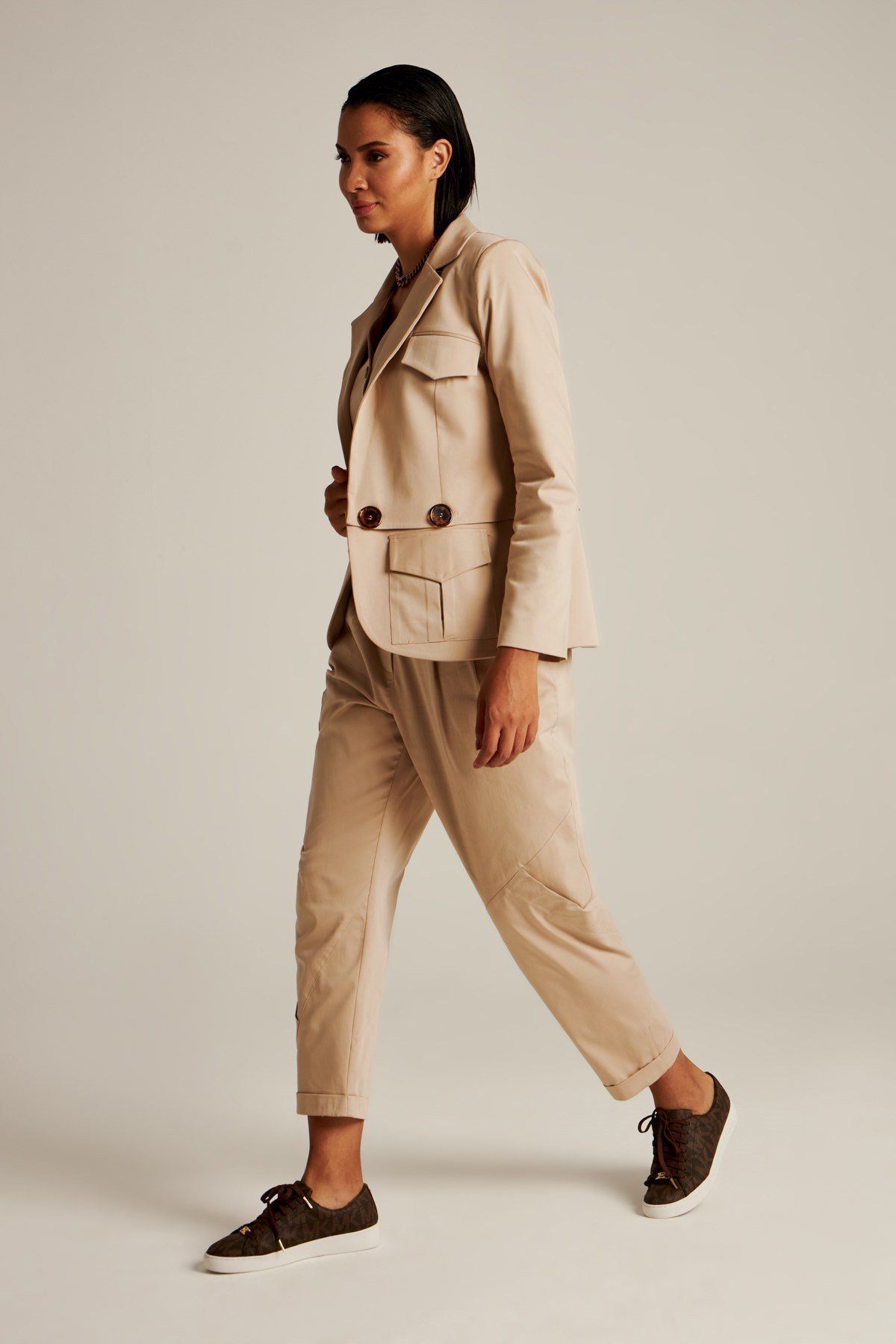 Kartel Pants Beige-Modalody-Plus Size Pants