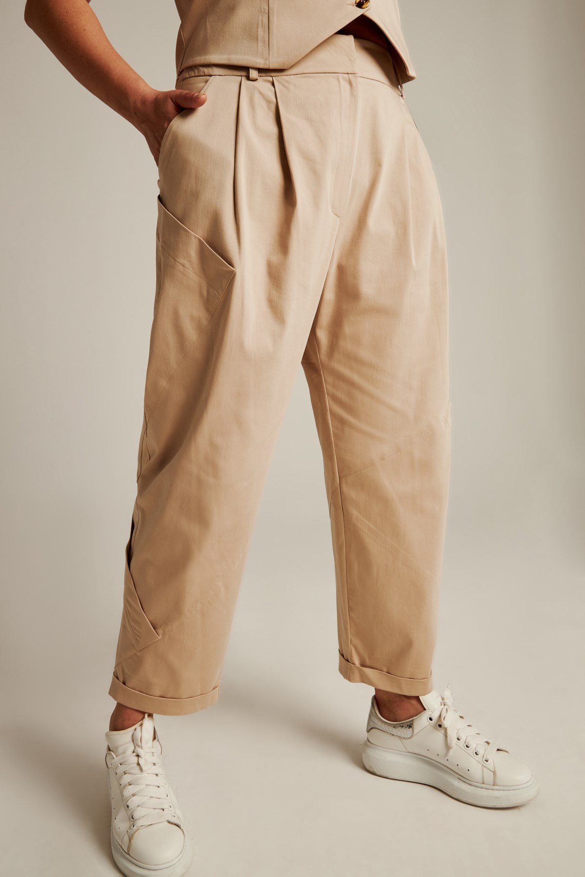 Kartel Pants Beige-Modalody-Plus Size Pants