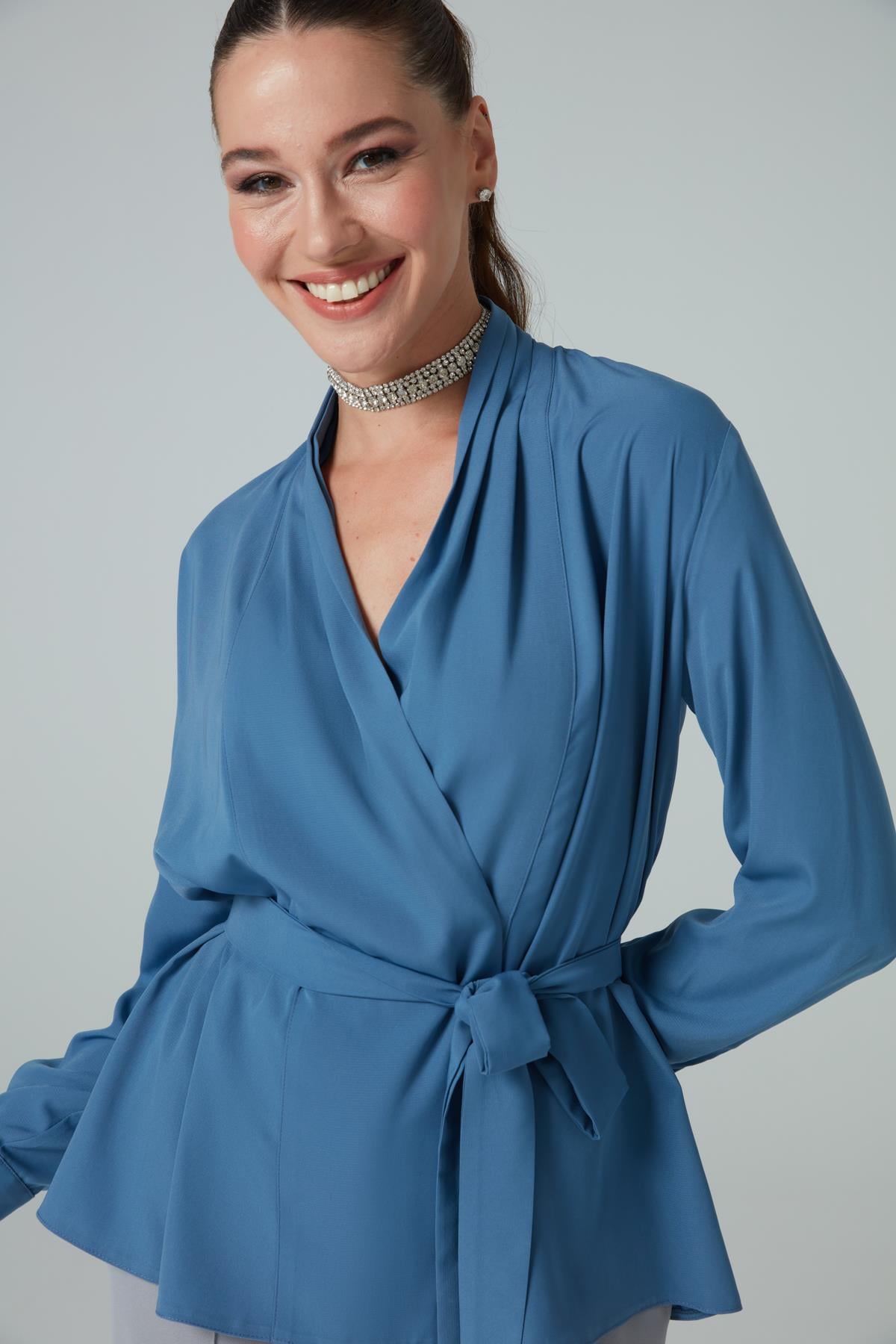 Lena Shirt Blue-Modalody-Plus Size Shirts 