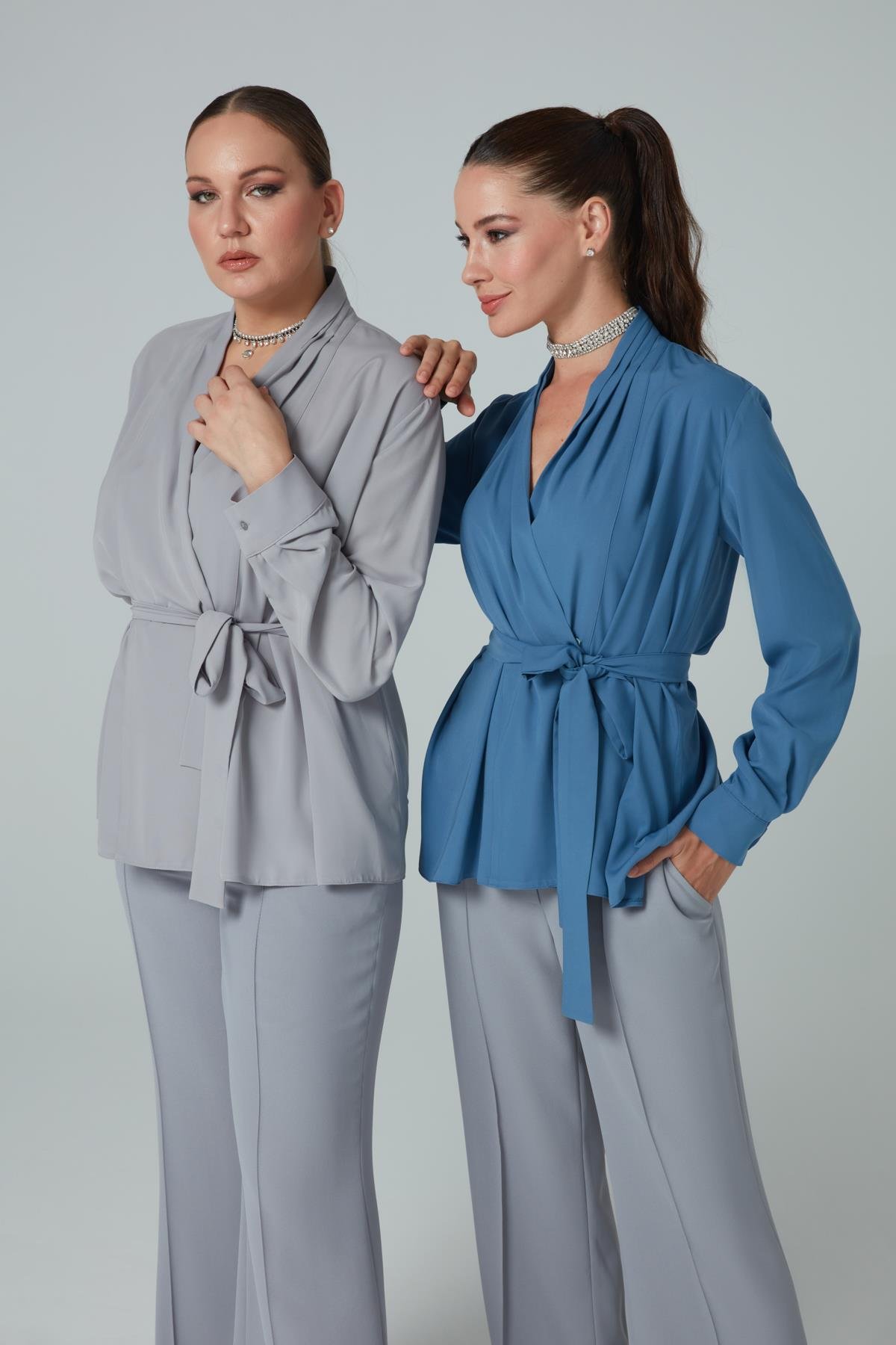Lena Shirt Blue-Modalody-Plus Size Shirts 