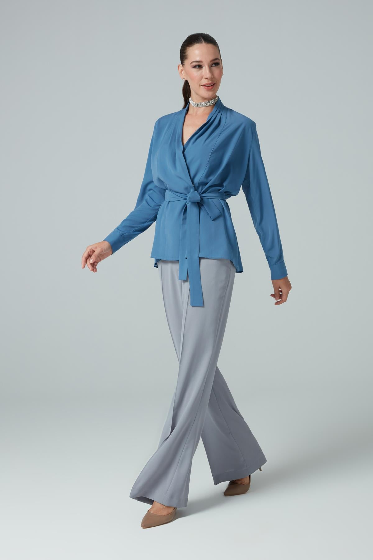 Lena Shirt Blue-Modalody-Plus Size Shirts 