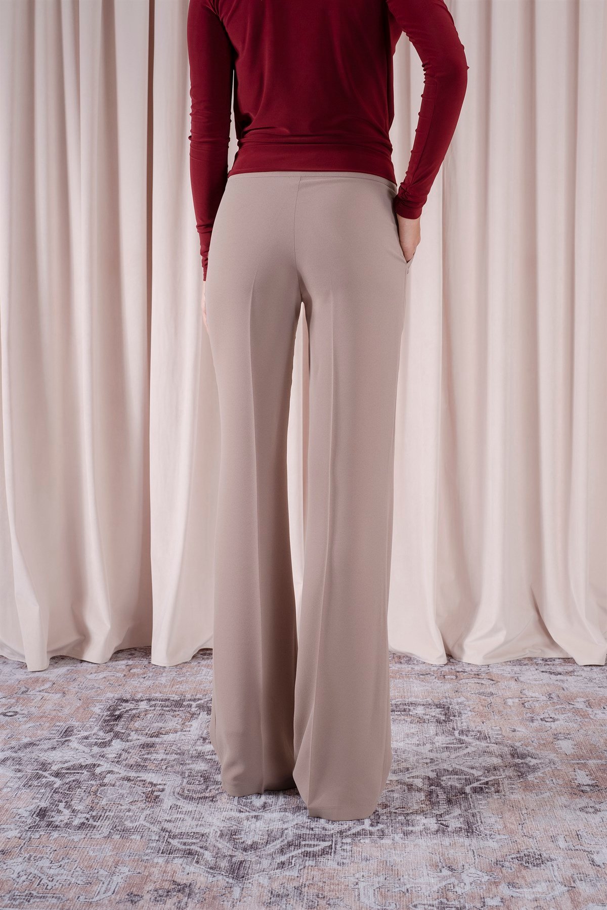 Lisya Pantolon Vizon, düz pantolon, krep pantolon, vizon pantolon, klasik pantolon