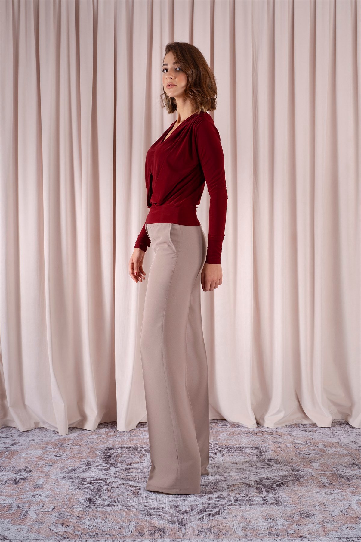 Lisya Pantolon Vizon, düz pantolon, krep pantolon, vizon pantolon, klasik pantolon
