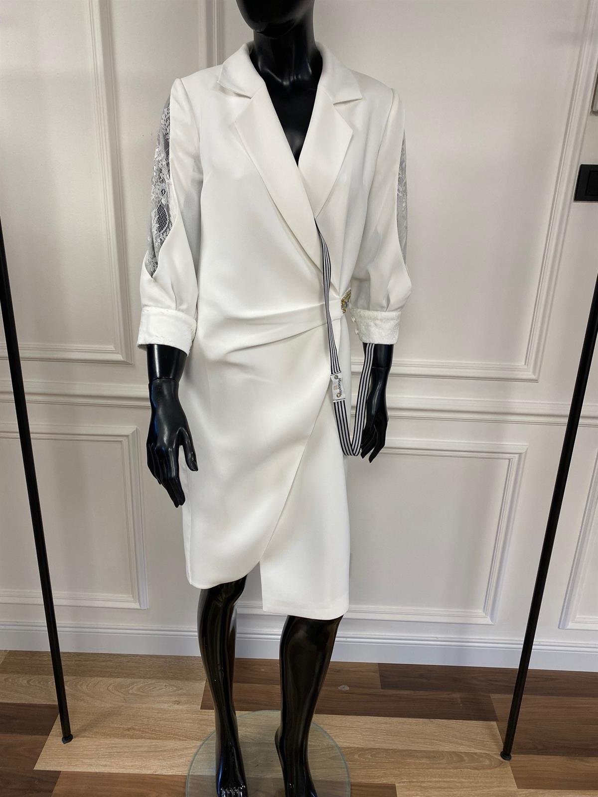 Lora Elbise Beyaz-Modalody-Büyük Beden Abiyeler