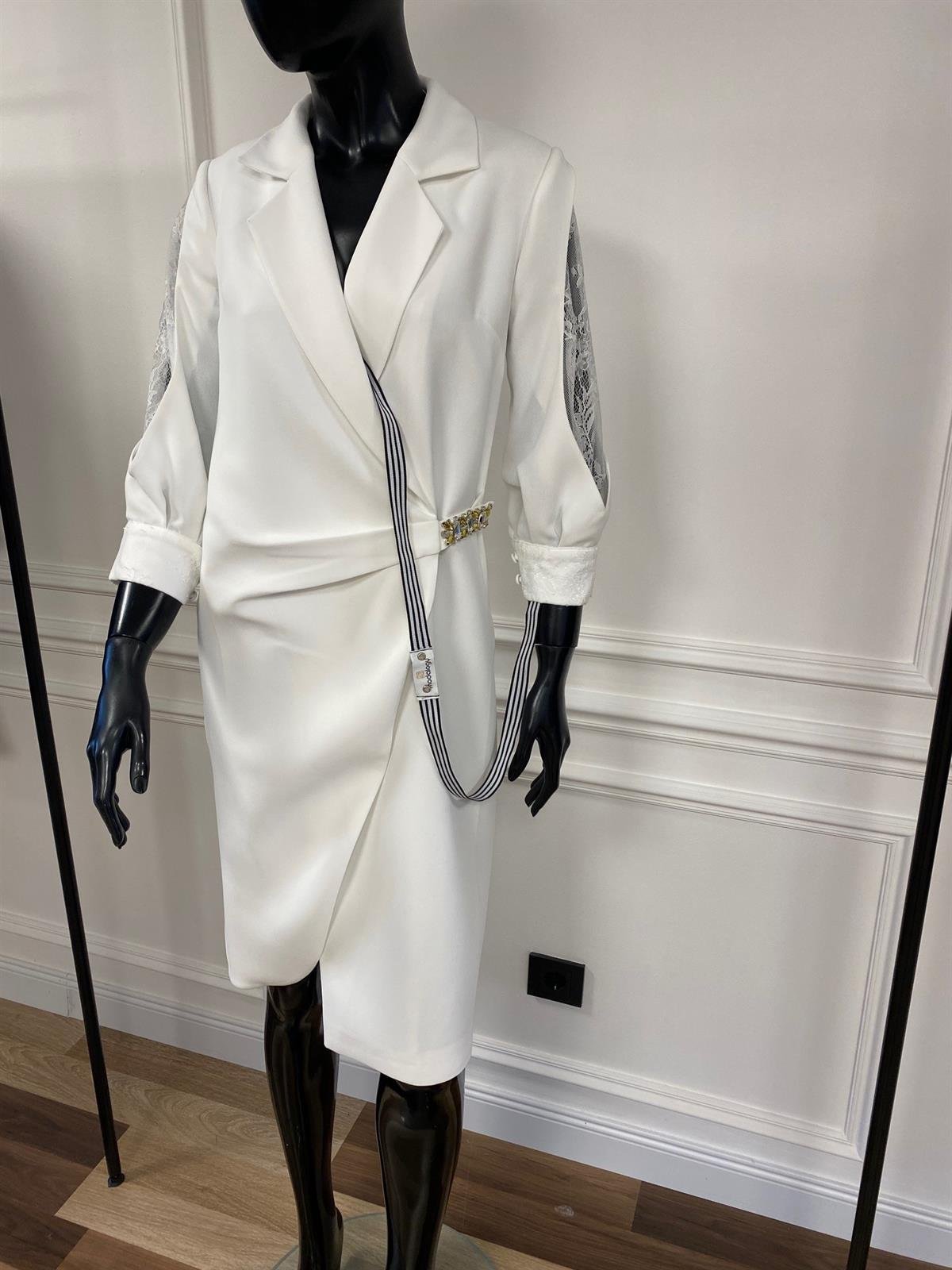 Lora Elbise Beyaz-Modalody-Büyük Beden Abiyeler