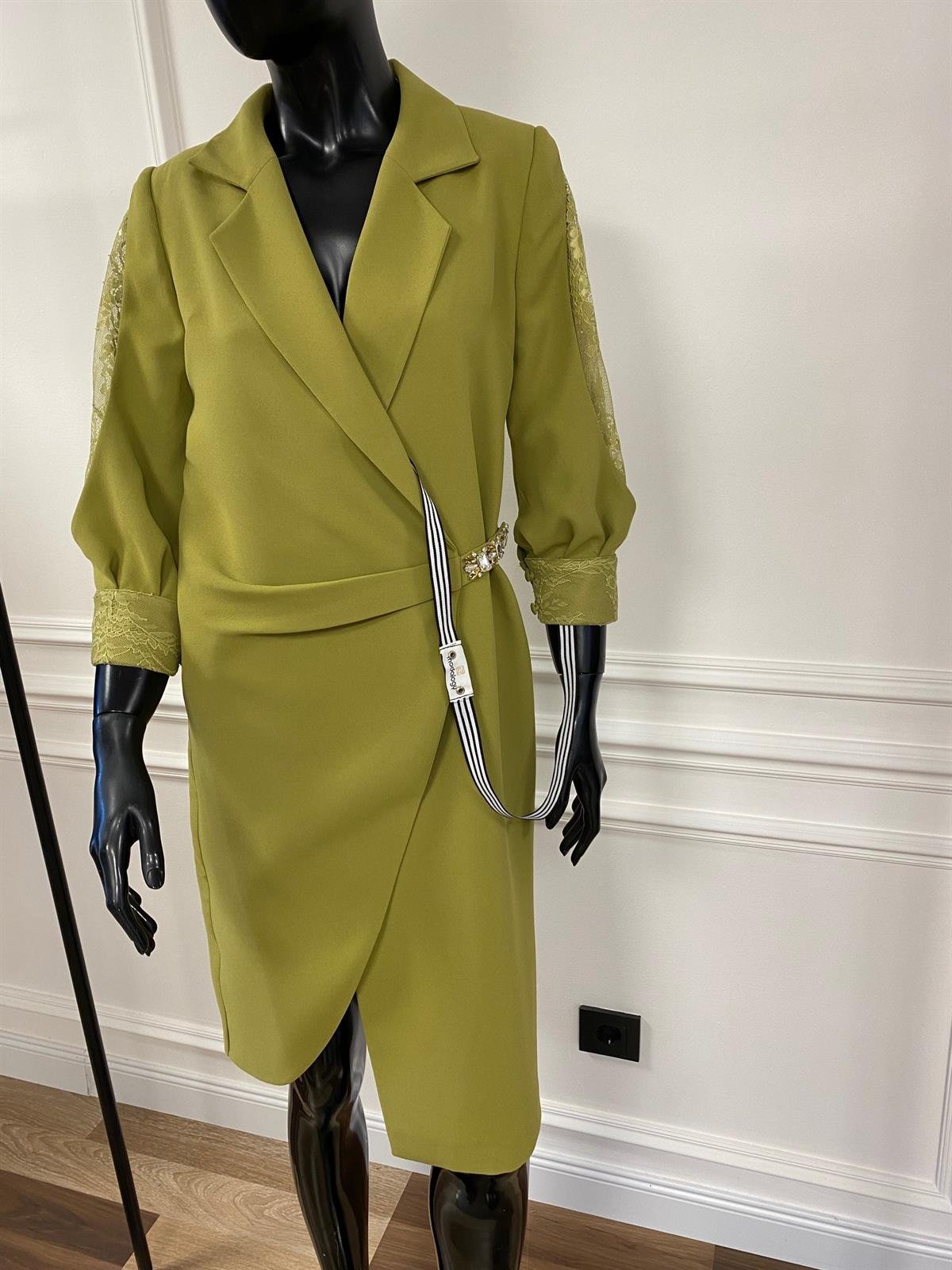 Lora Elbise Yeşil-Modalody-Büyük Beden Abiyeler