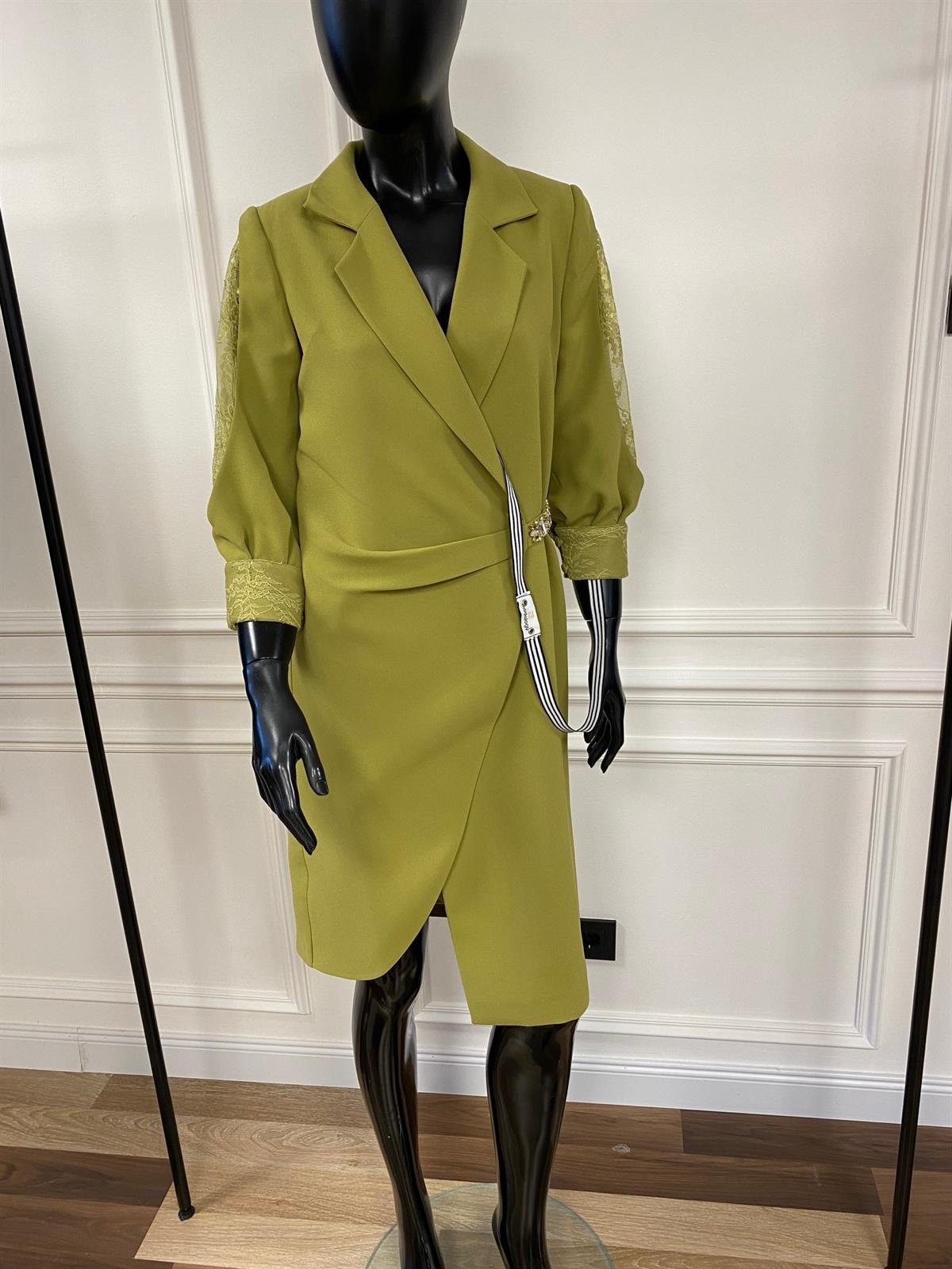 Lora Elbise Yeşil-Modalody-Büyük Beden Abiyeler