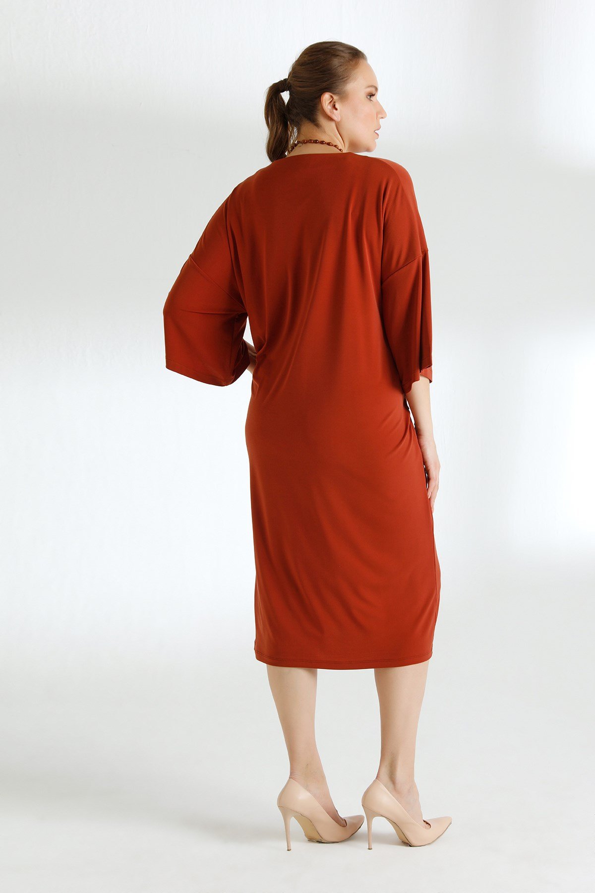 Lori Dress Brick Color-Modalody-Dresses