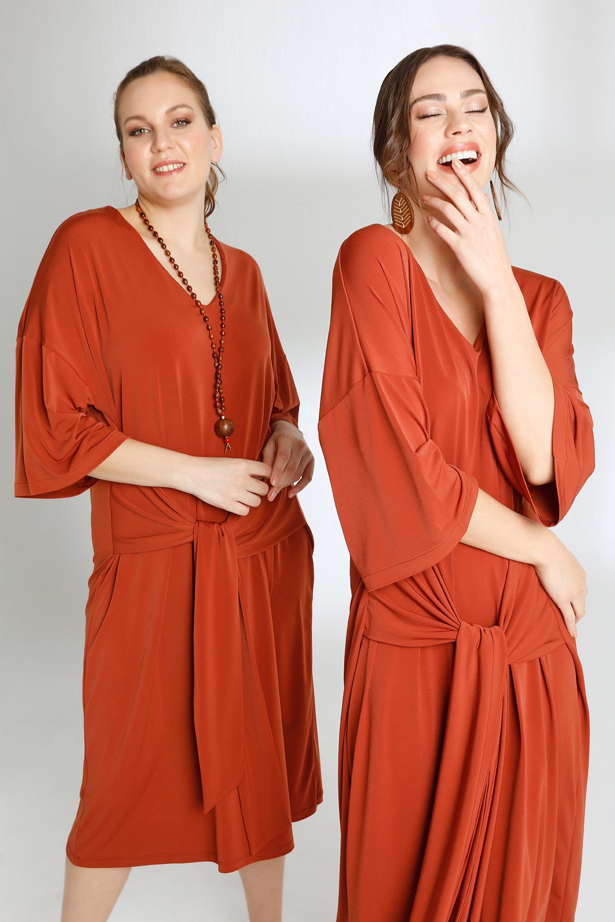 Lori Dress Brick Color-Modalody-Dresses