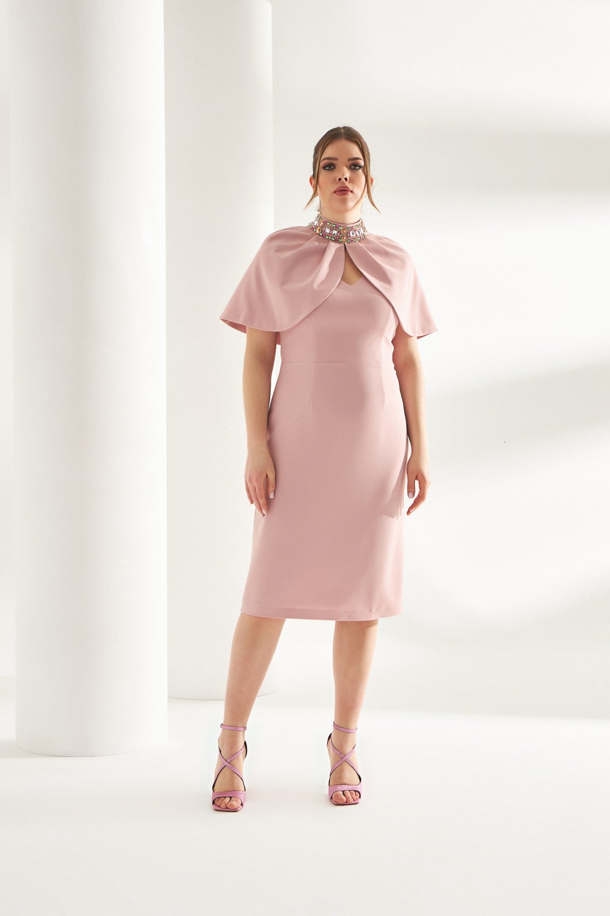 Margo Dress Pink-Modalody-Plus Size Evening Gowns
