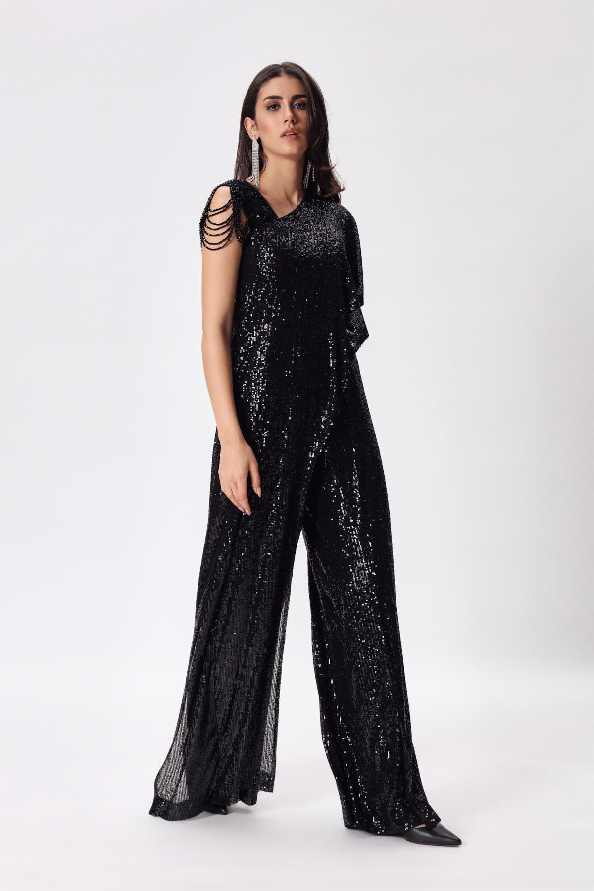 Melisa Jumpsuit Black Diamond-Modalody-Plus Size Evening Gowns