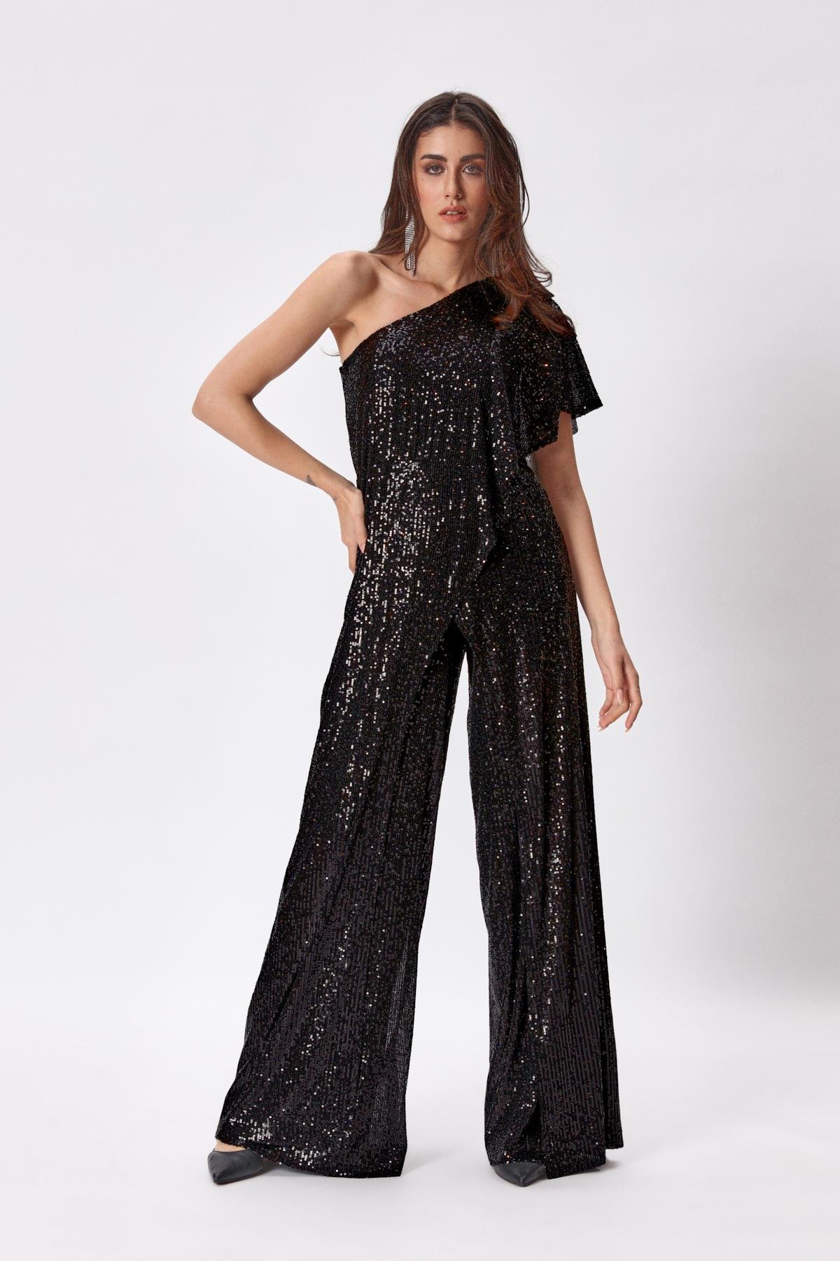 Melisa Jumpsuit Black Diamond-Modalody-Plus Size Evening Gowns