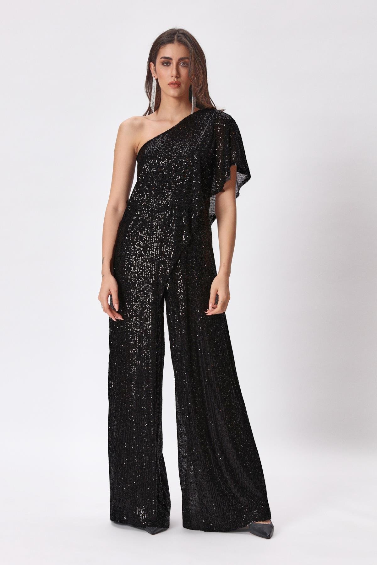 Melisa Jumpsuit Black Diamond-Modalody-Plus Size Evening Gowns
