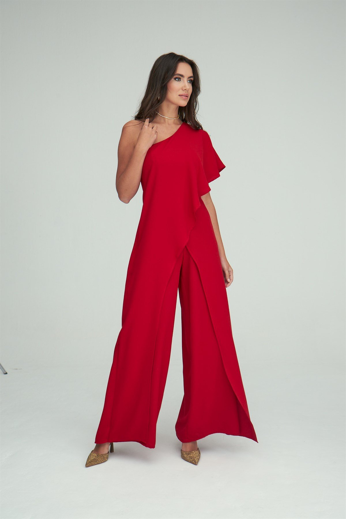 Melisa Jumpsuit Red-Modalody-Plus Size Evening Gowns