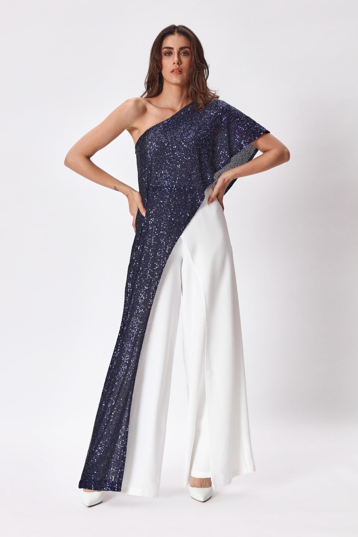Melisa Jumpsuit Navy-Modalody-Plus Size Evening Gowns