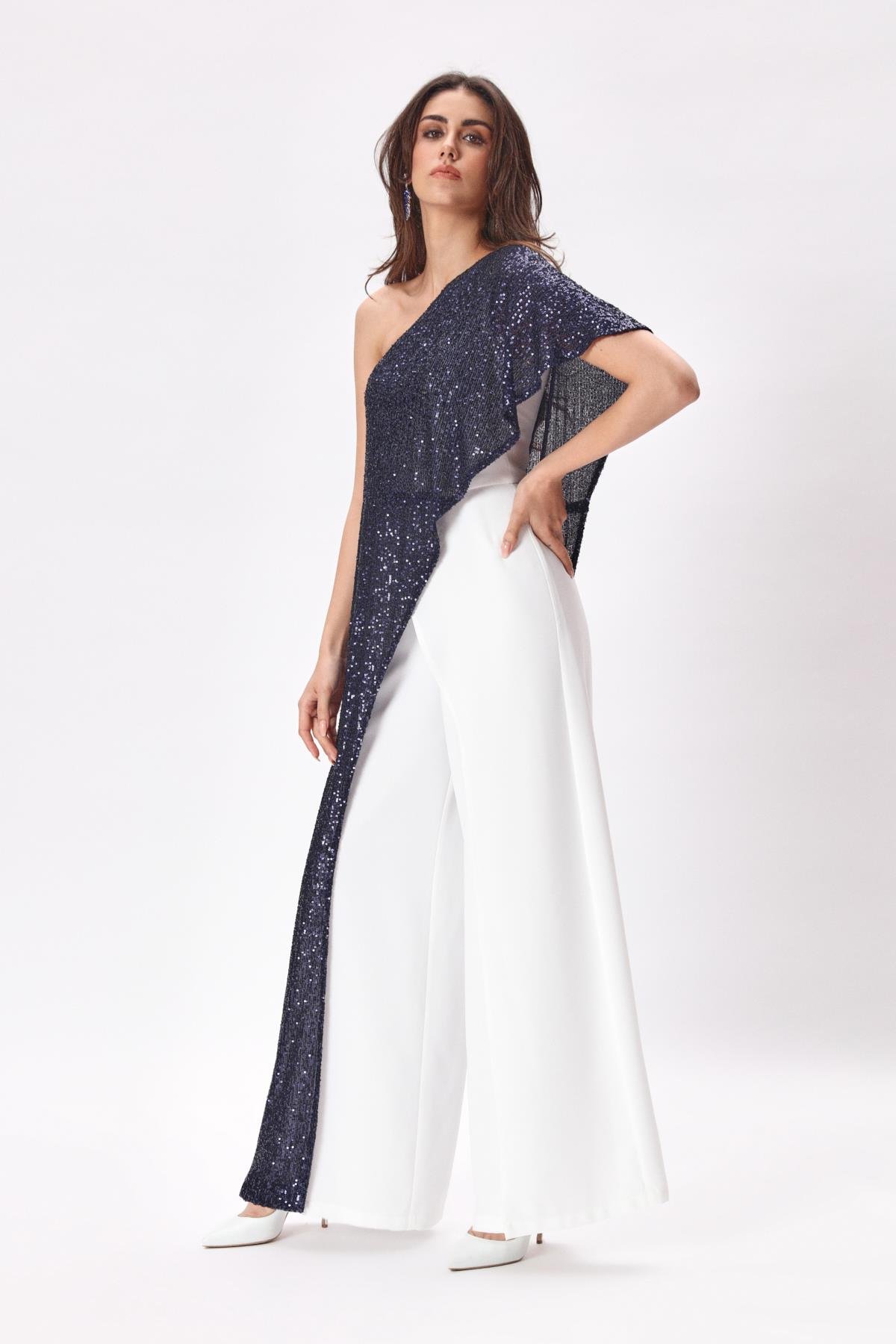Melisa Jumpsuit Navy-Modalody-Plus Size Evening Gowns