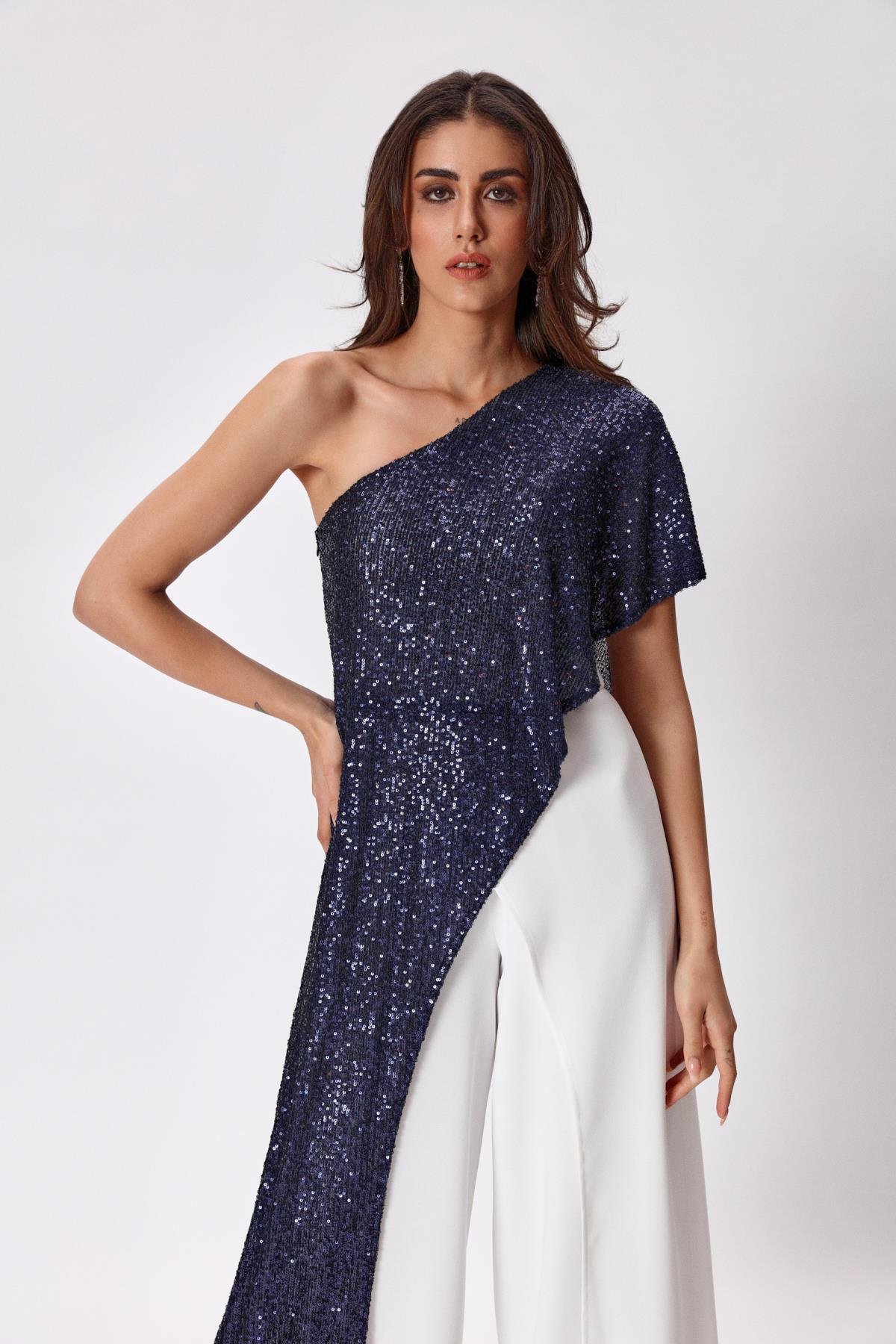 Melisa Jumpsuit Navy-Modalody-Plus Size Evening Gowns