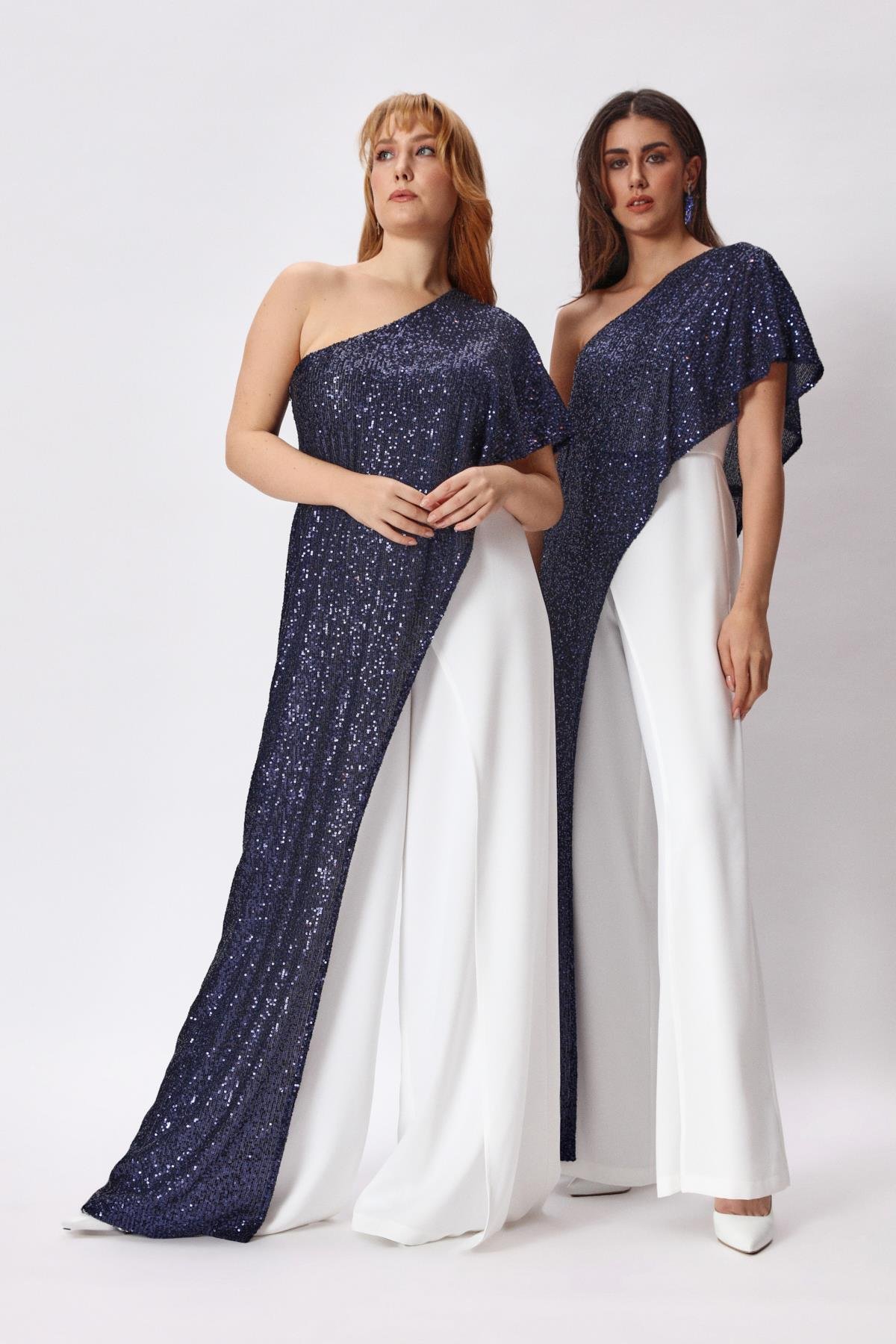 Melisa Jumpsuit Navy-Modalody-Plus Size Evening Gowns