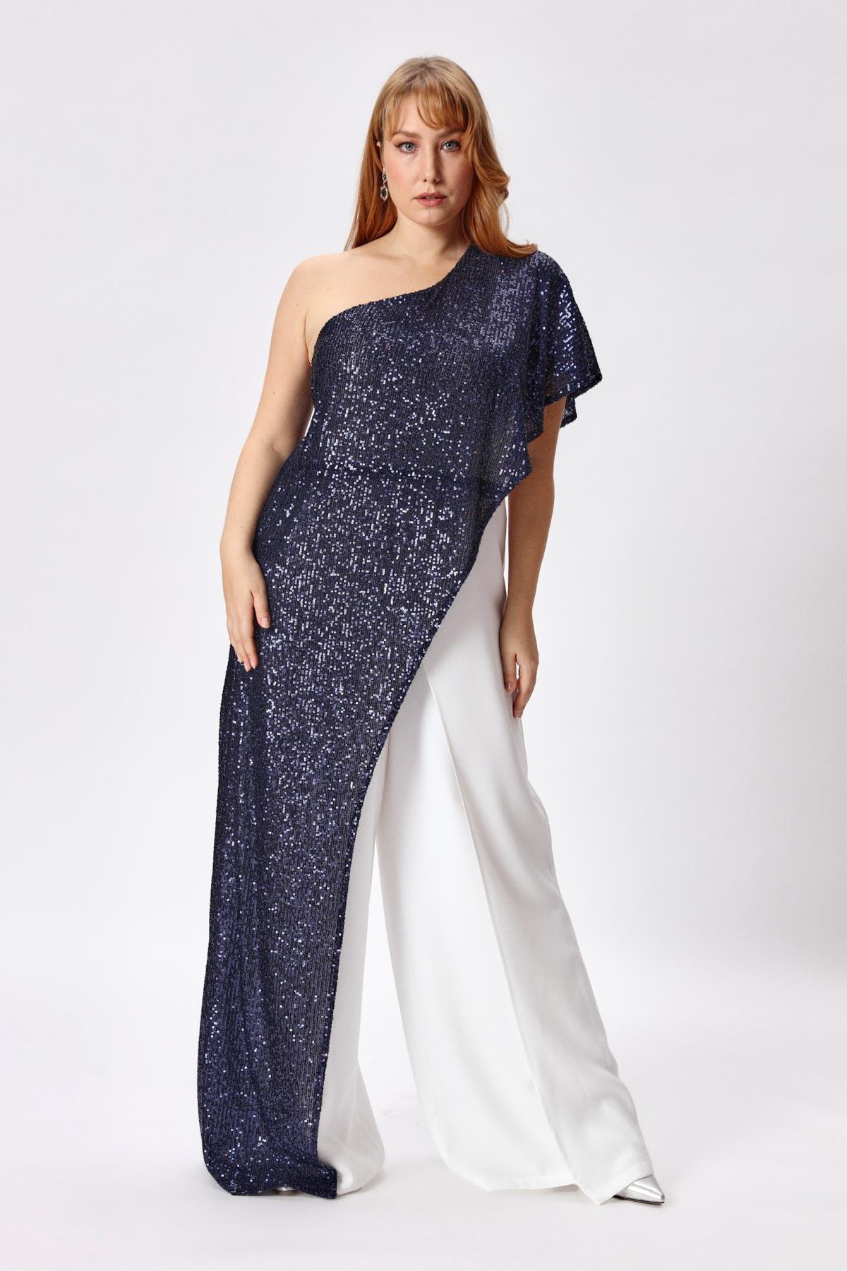 Melisa Jumpsuit Navy-Modalody-Plus Size Evening Gowns
