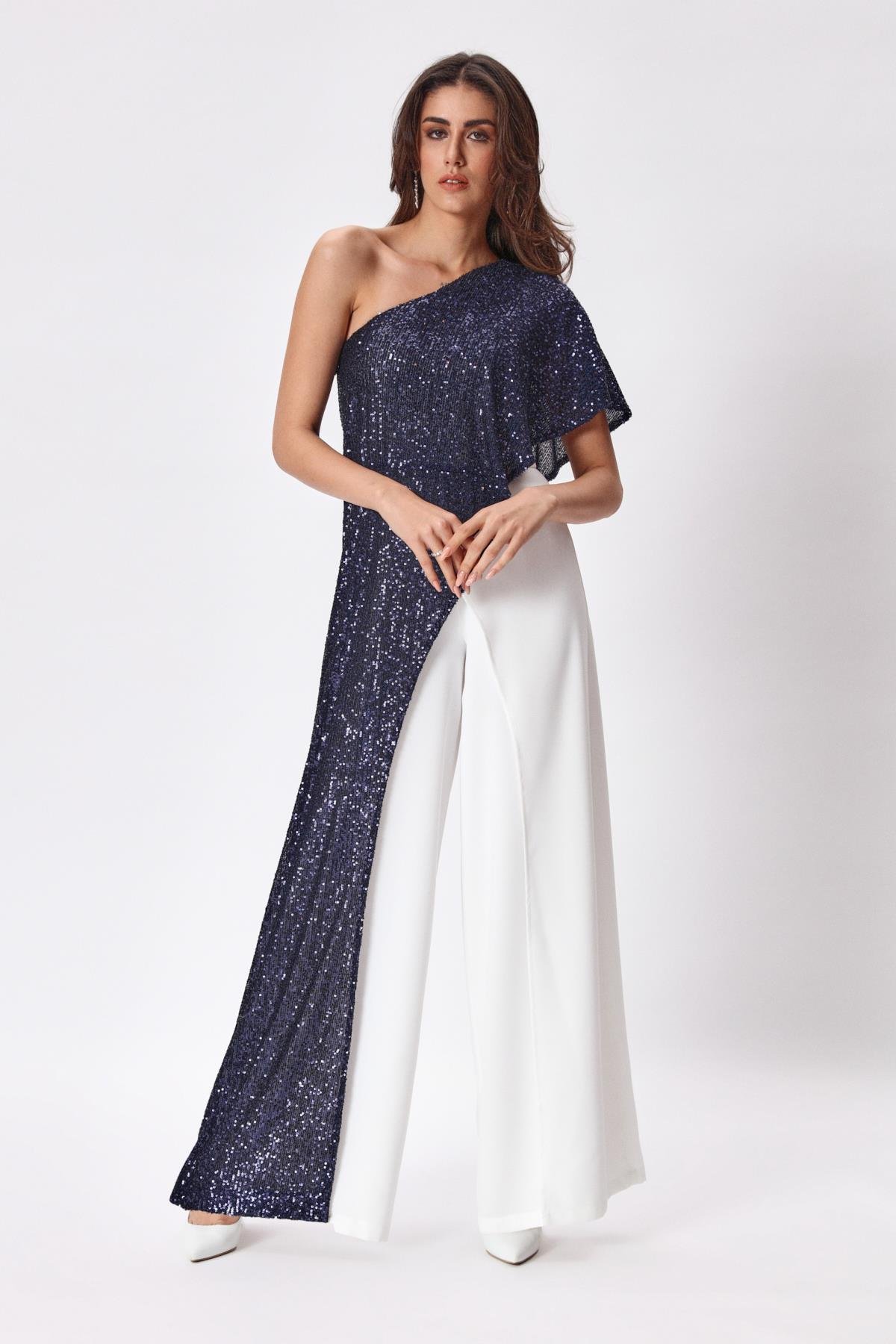 Melisa Jumpsuit Navy-Modalody-Plus Size Evening Gowns